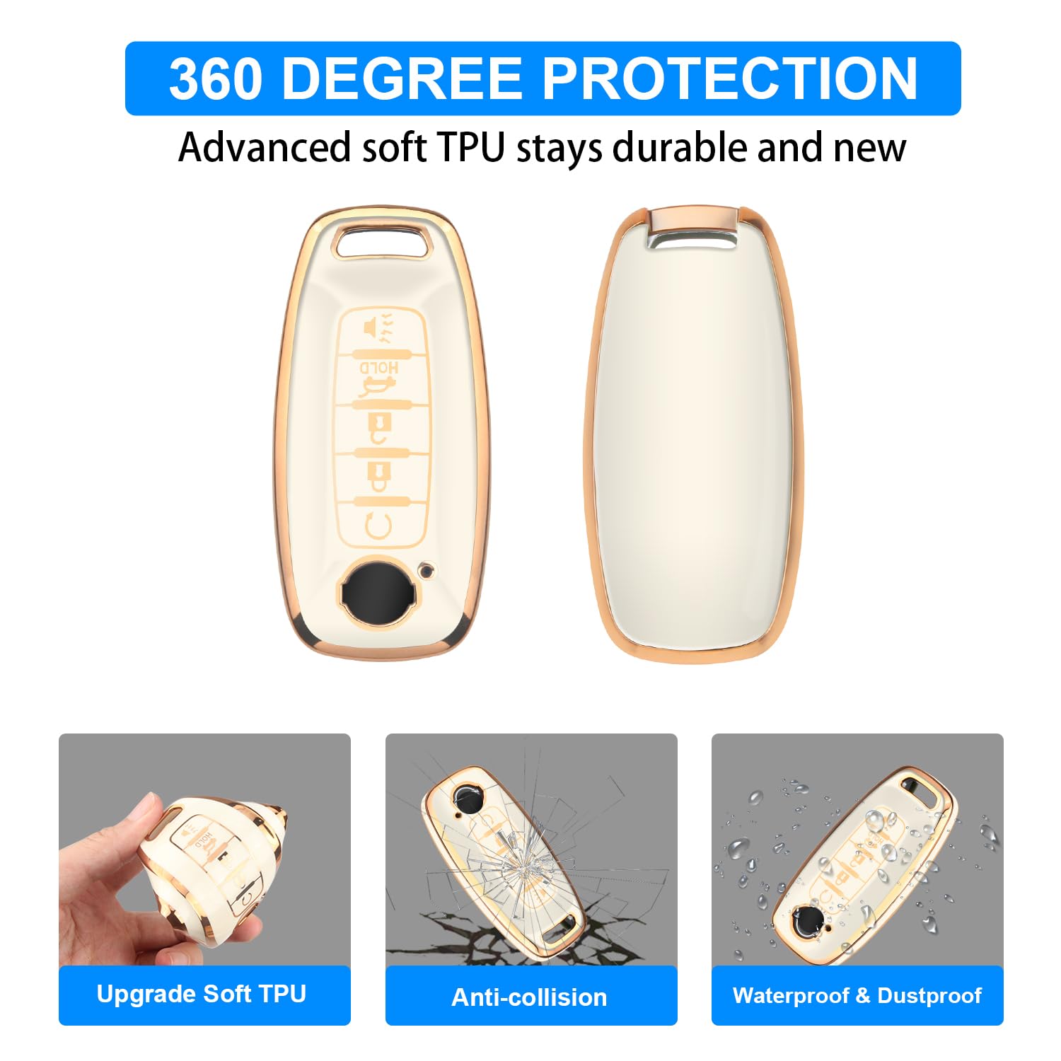 QBUC Key Fob Cover for Nissan,Car Key Fob Protector 5 Buttons Key Case Protection Compatible with 2023 2024 Pathfinder Rogue Met