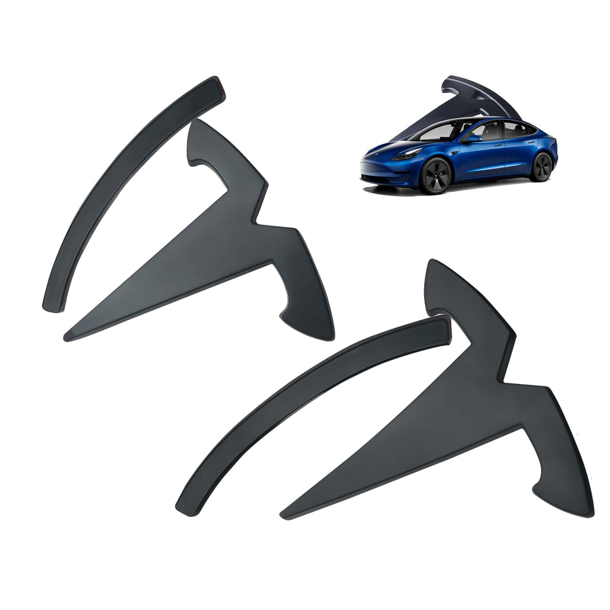 Yhcdsea For Model 3 Emblem Badge Sticker Cover, Fit For Tesla Model 3 Logo Decals Accessories (Matt Black)
