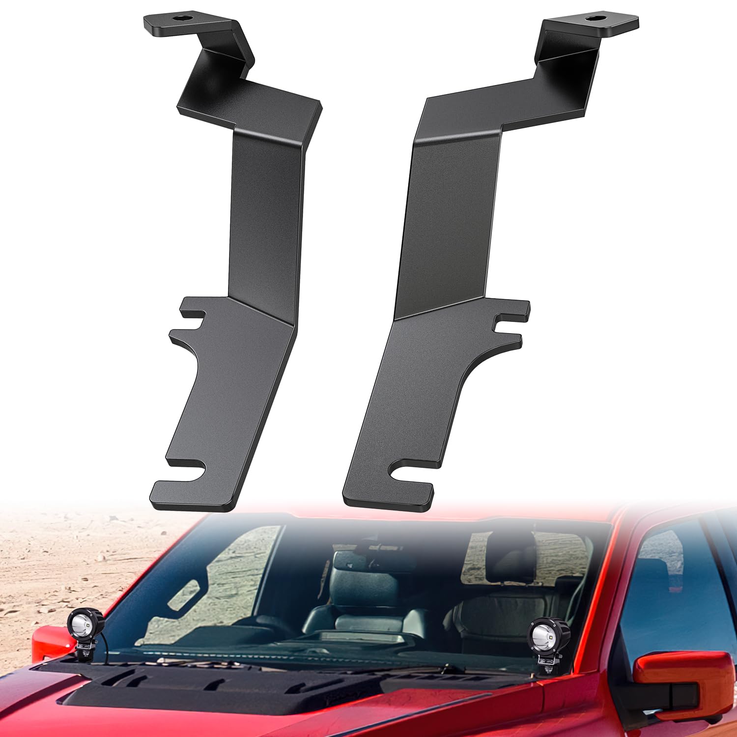 Nilight Ditch Light Brackets Hood Hinges Mount Bracket Kit For Auxiliary Offroad Led Pods Work Lighting Compatible With Ford F-1