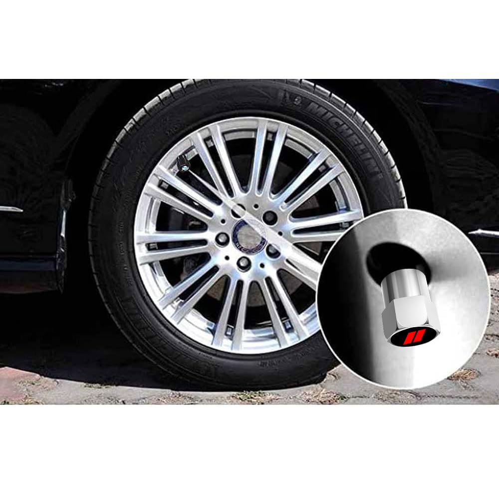 4Pcs Tire Valve Stem Caps Explosion Valve Cover Aluminum Alloy Compatible With Dodge Challenger Charger Durango Avenger Redwhite