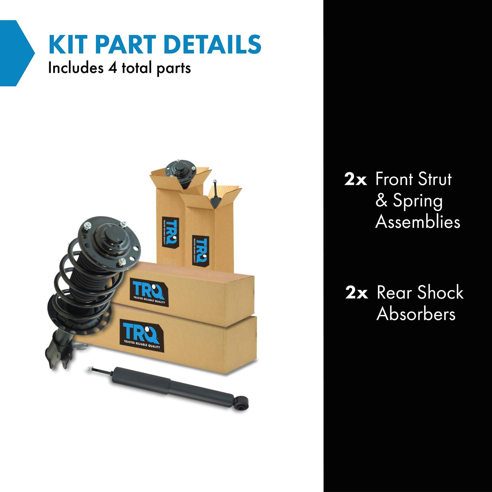 Trq Front And Rear Complete Strut Assembly & Shock Absorber Kit Complete Strut & Coil Spring Assembly Compatible With 2003-2011