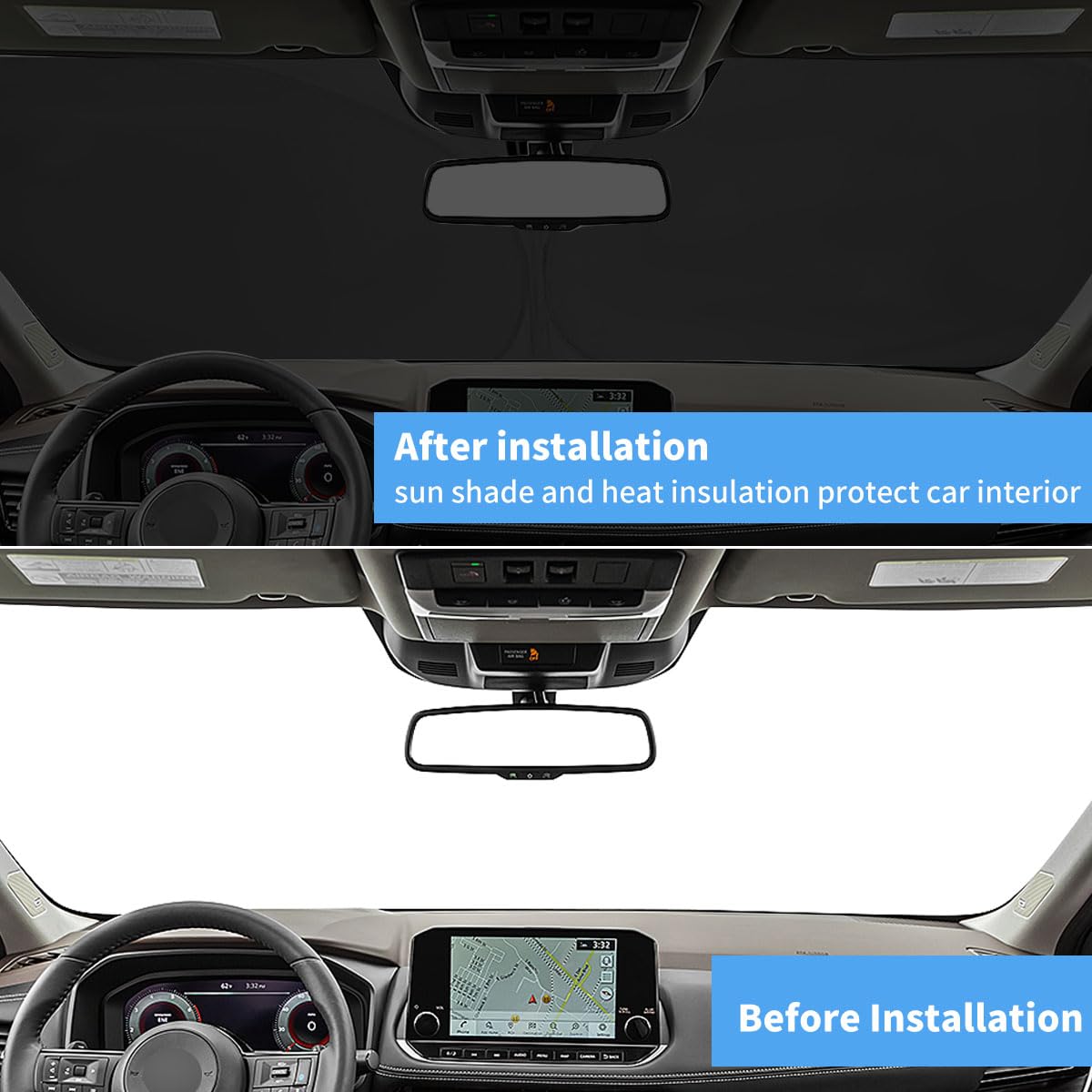 Windshield Sun Shade For Nissan Rogue 3Rd Gen Accessories Window Sunshade Fit 2025 2024 2023 2022 2021 Nissan Rogue(Not For Rogu