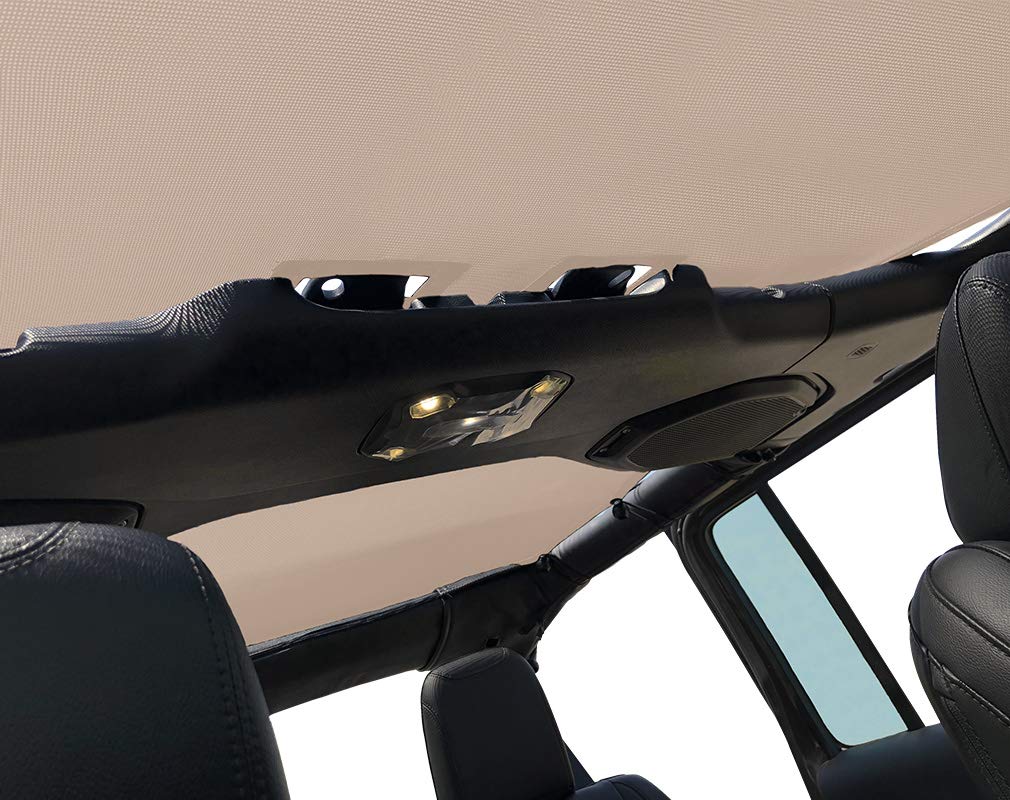 Shadeidea Sun Shade Top For Jeep Wrangler Top Sunshade Jl Unlimited (2018-2023) 4 Door Front And Rear-Tan Mesh Screen Sunshade J
