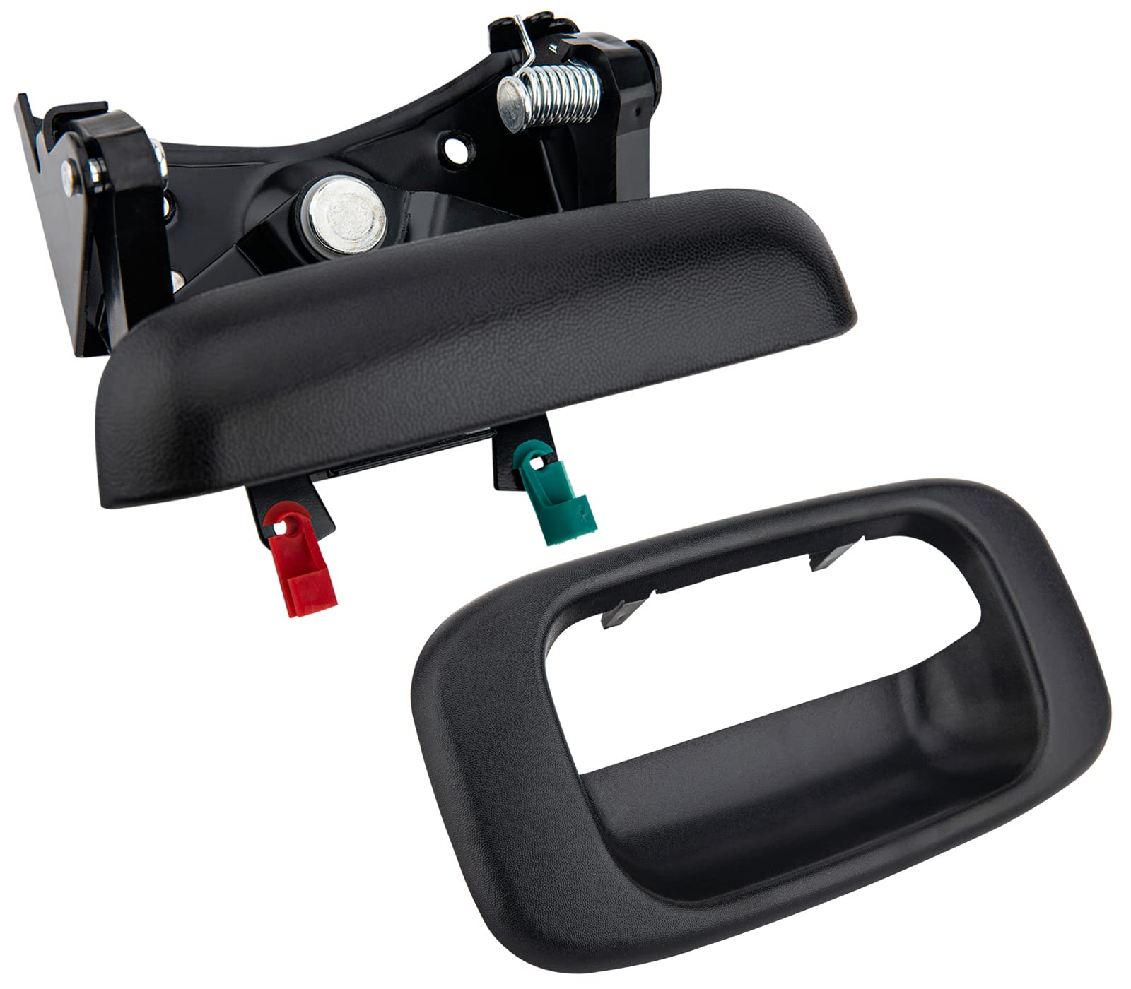 Tailgate Handle Latch Compatible for 1999-2007 Chevy Silverado GMC Sierra 1500 2500 3500 with Bezel Trim and Rod Clips, Replaces