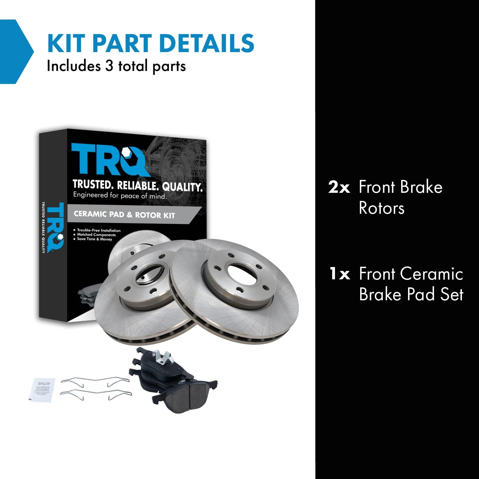 Trq Front Brake Pad & Rotor Kit Brake Pads Brake Rotor Ceramic Compatible With 2013-2018 Ford C-Max 2012-2018 Focus 2012-2013 Vo