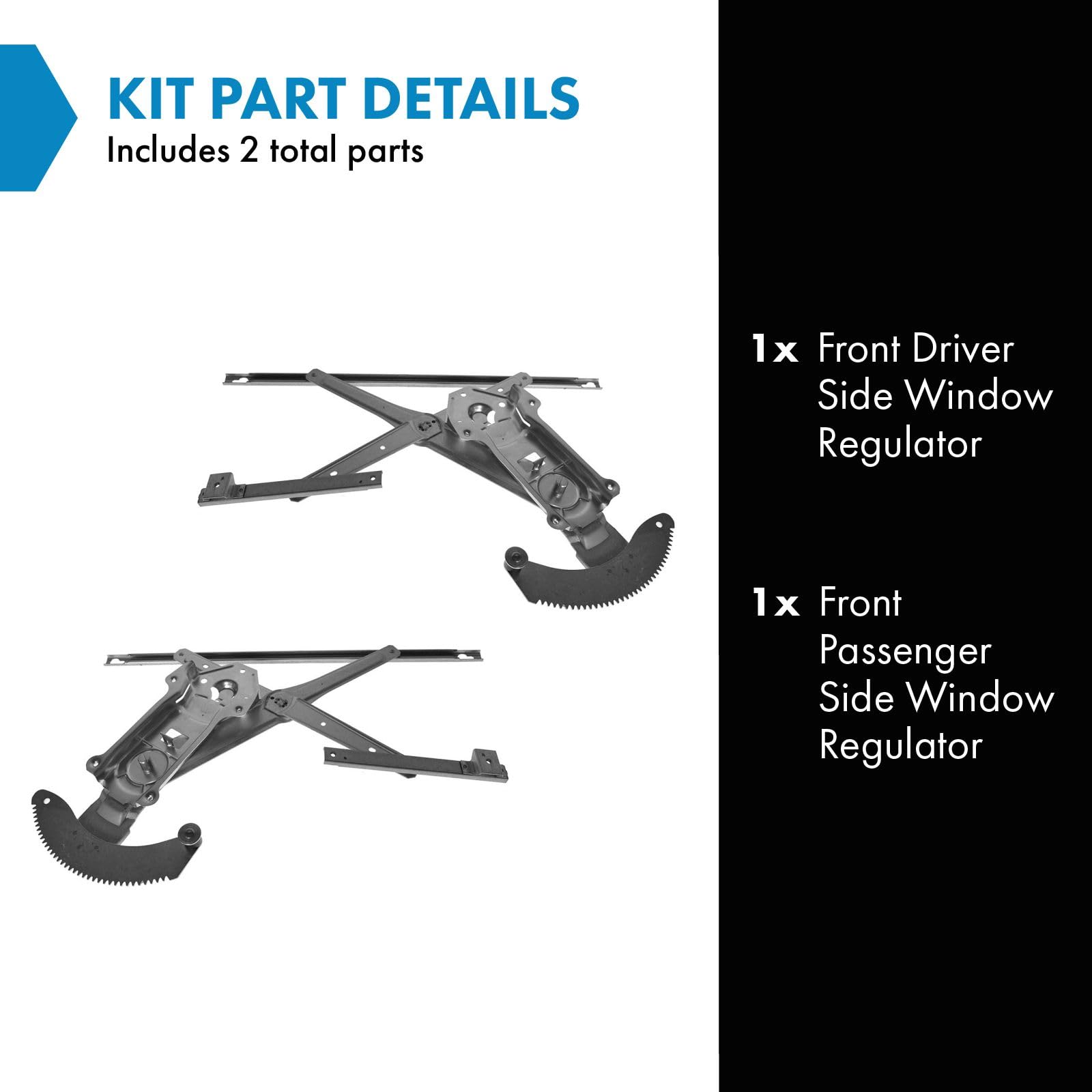 Trq Front Power Window Regulator Set Compatible With 1997-2004 Dodge Dakota