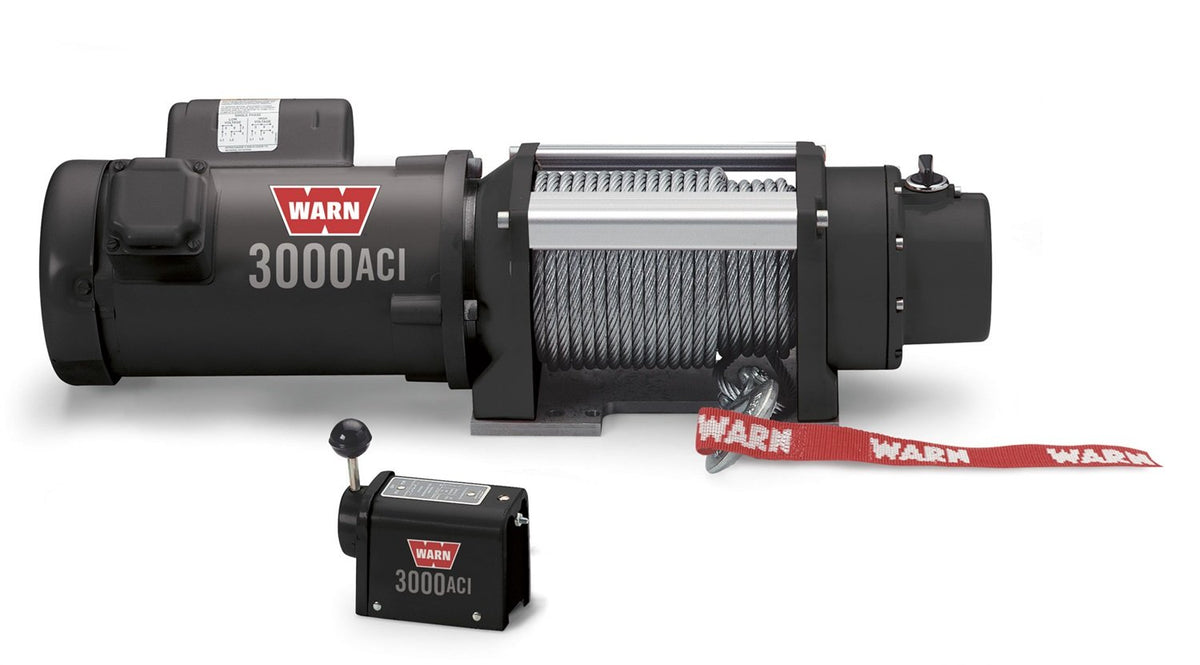 Warn 93000 3000 Aci Series Electric 115/230V Winch With Steel Cable Wire Rope: 5/16'' Diameter X 100' Length, 1.5 Ton (3,000 Lb)