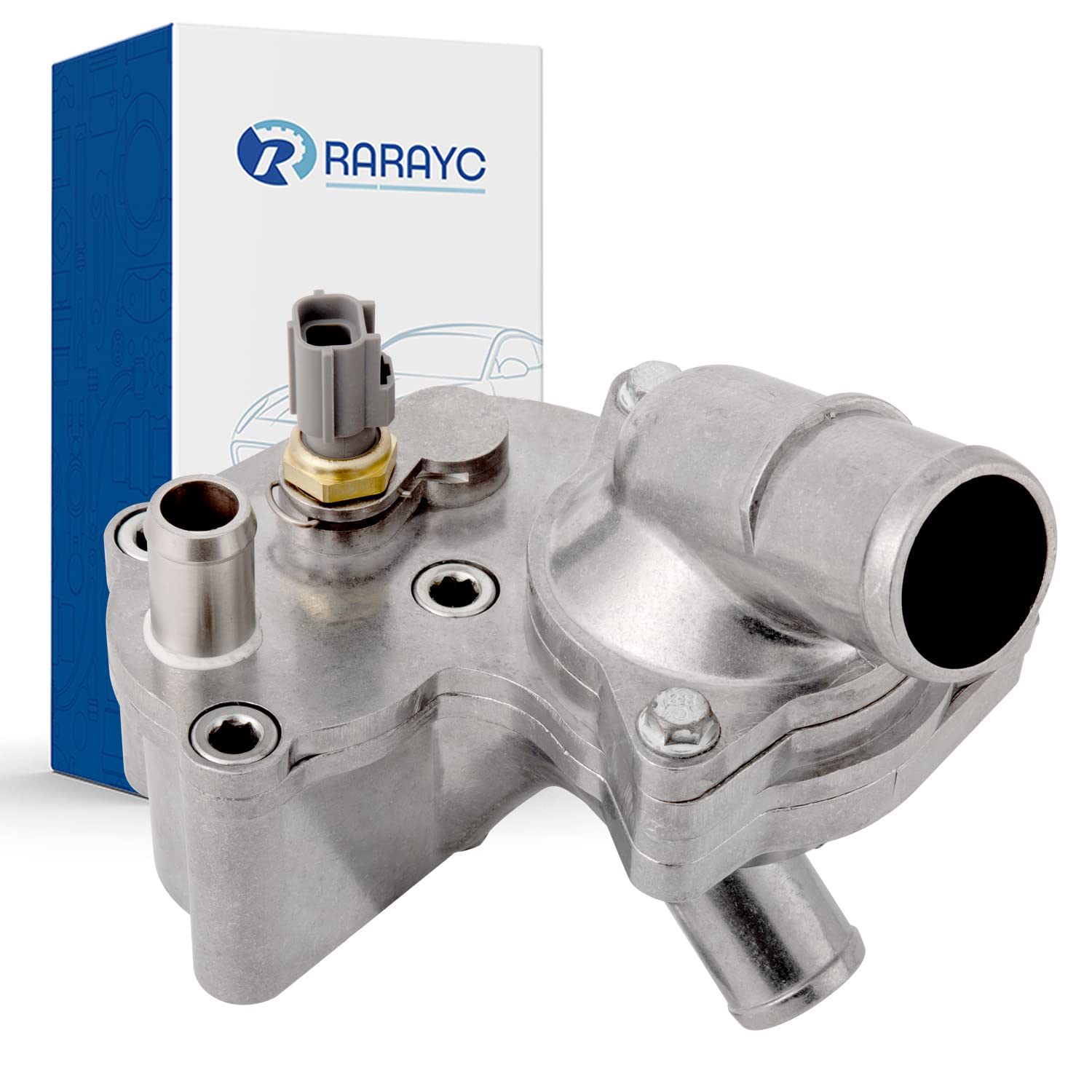 Rarayc Aluminum Thermostat Housing Kit Ford Coolant Compatible With Explorer 2002-2010 Mercury Mountaineer 2002-2010 4.0L V6