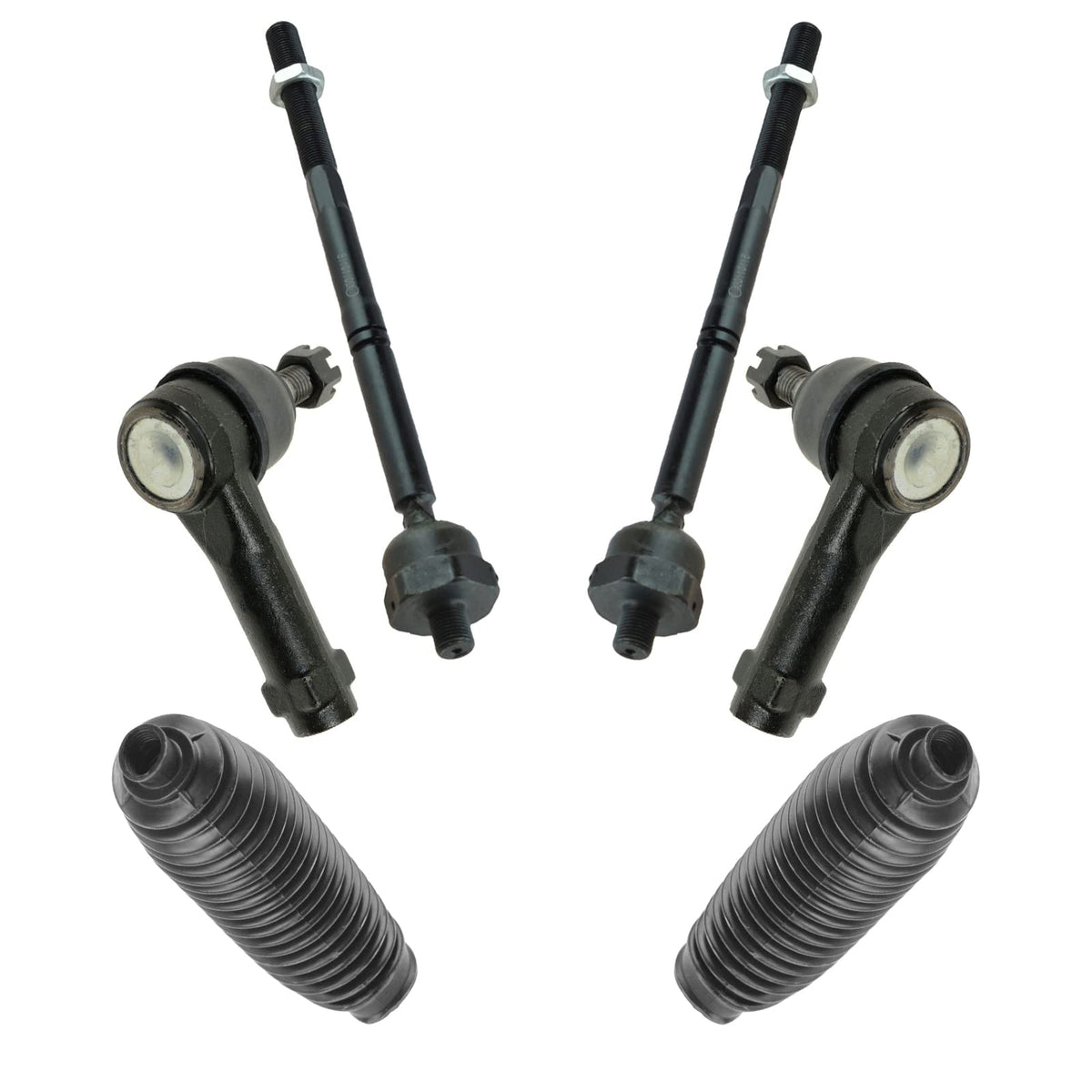 Trq Front Driver & Passenger Side Inner & Outer Steering Kit Steering Rack & Pinion Bellow Tie Rod Compatible With 2004-2008 For