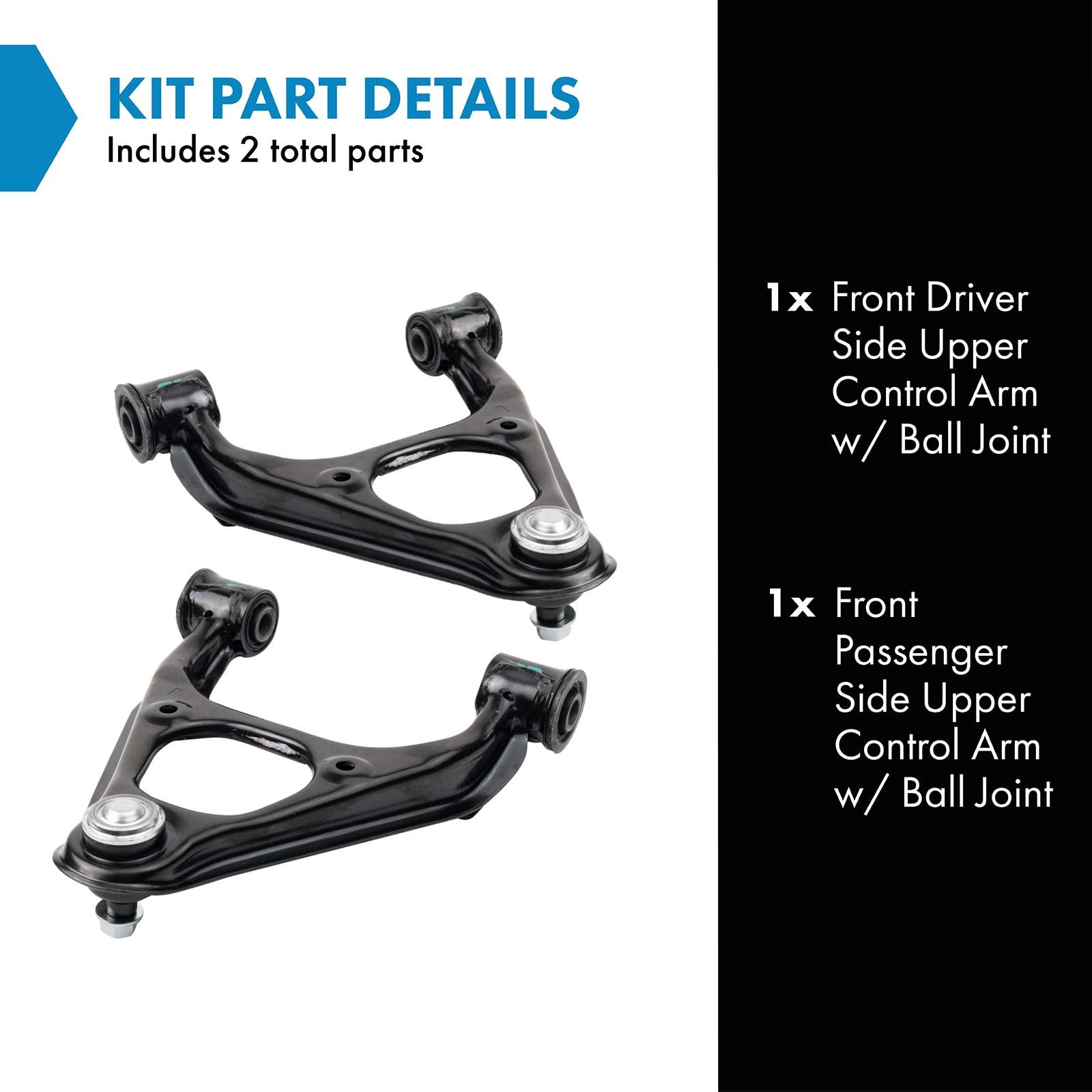 Trq Front Upper Control Arm With Ball Joint Set Compatible With 1990-1997 Mazda Miata