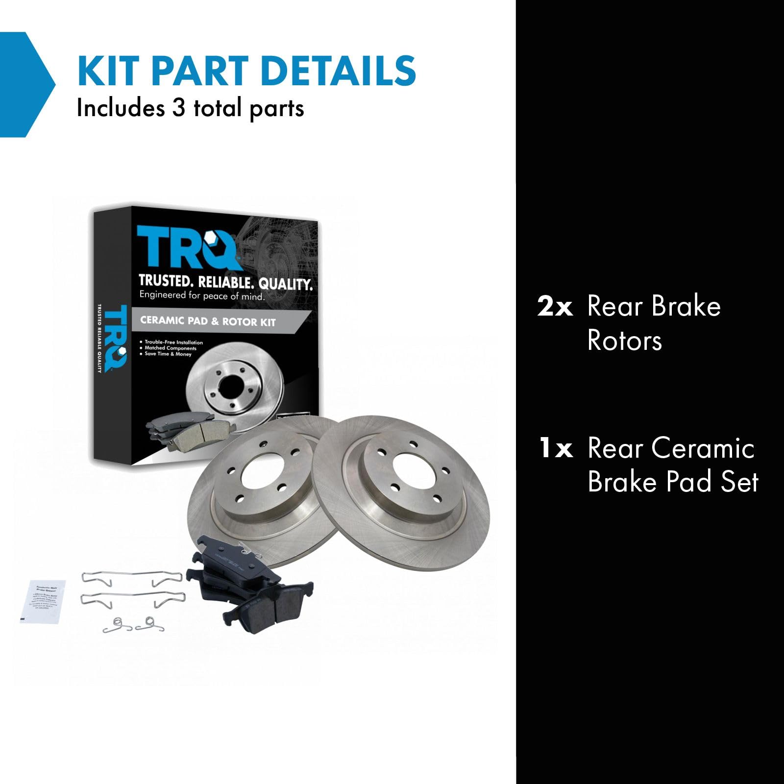 Trq Rear Brake Pad & Rotor Kit Brake Pads Brake Rotor Ceramic Compatible With 2007-2015 Mazda 5
