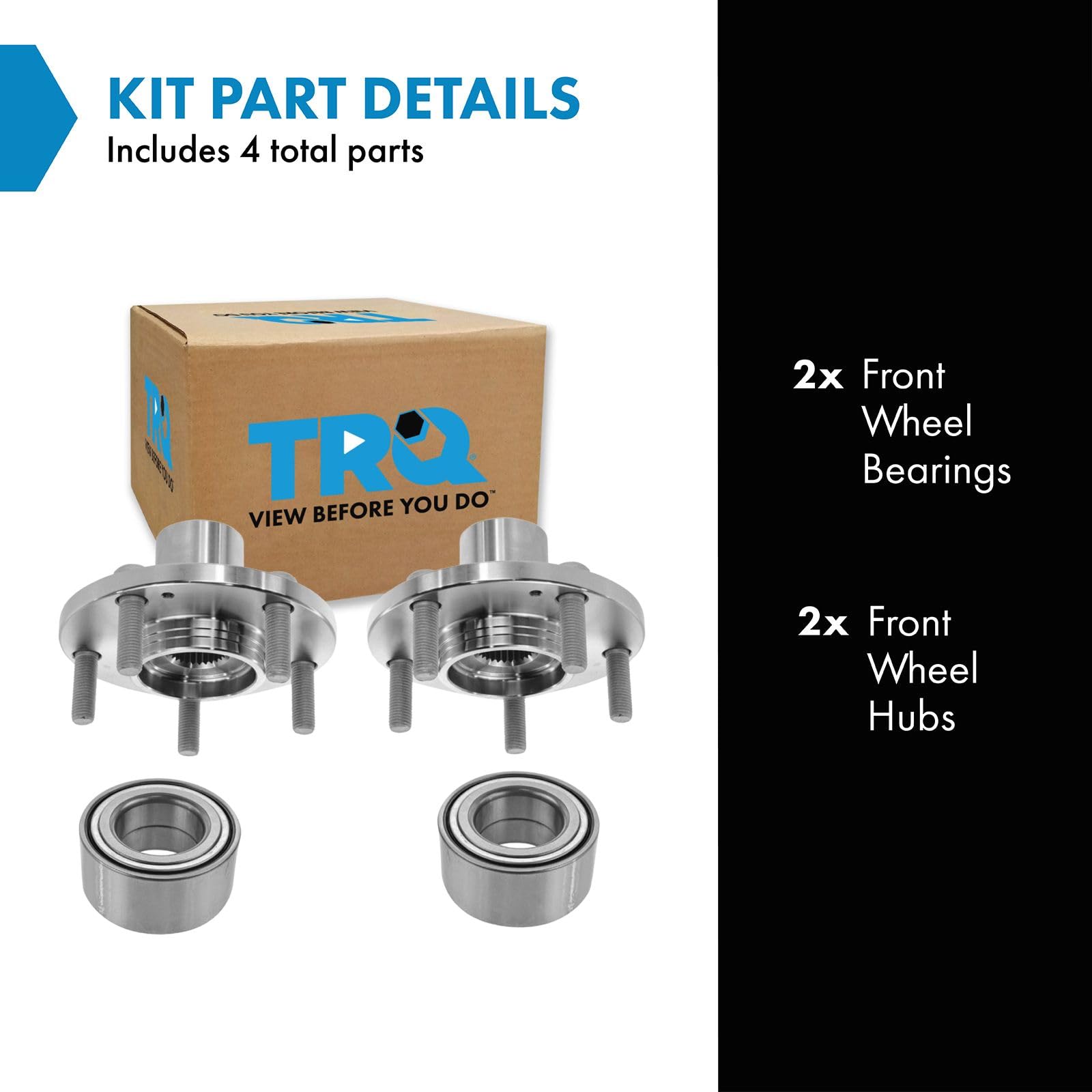 Trq Front Wheel Hub Bearings Assembly Set Compatible With 2001-2006 Hyundai Santa Fe 2005-2009 Tucson 2005-2010 Kia Sportage