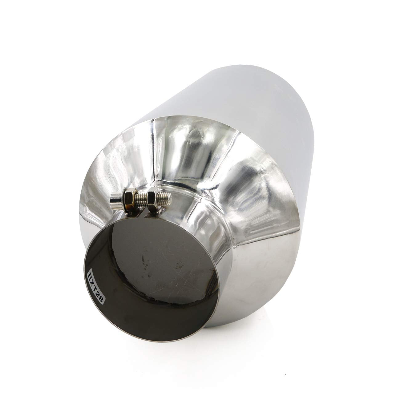 Rp Remarkable Power, 4'' Inlet 8'' Outlet 18'' Long Exhaust Tip, Bolt On Design Truck Tail Polished, Rolled Angle Cut