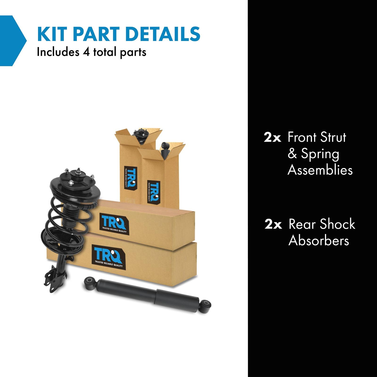 Trq Front And Rear Complete Strut Assembly & Shock Absorber Kit Complete Strut & Coil Spring Assembly Compatible With 2001-2002