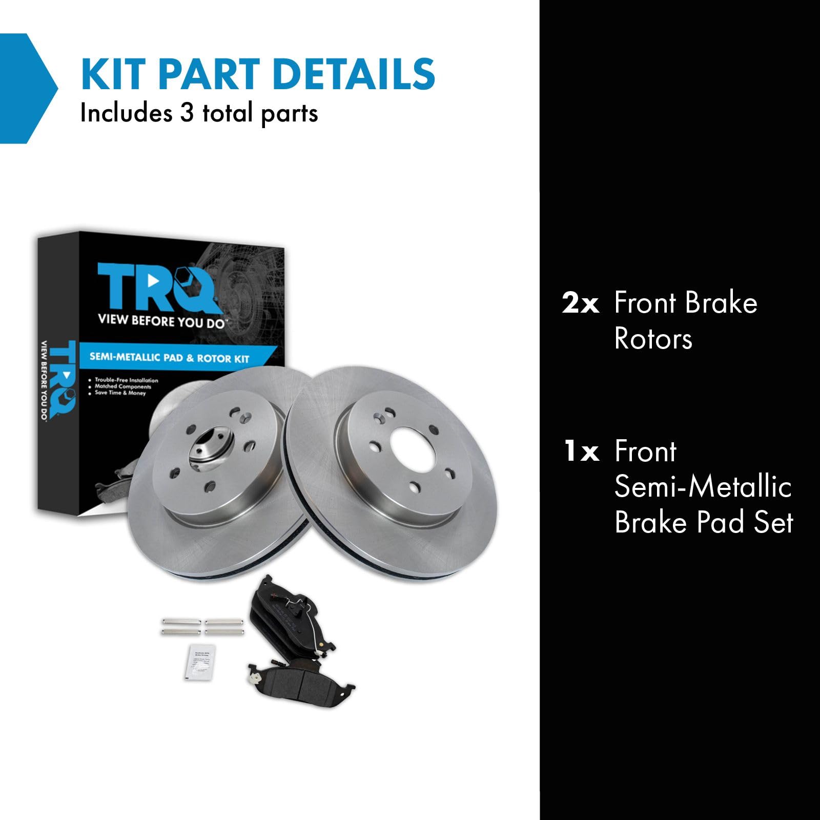 Trq Front Brake Pad & Rotor Kit Semi-Metallic Compatible With 1998-2003 Mercedes-Benz Ml320 2003-2005 Ml350 1999 Ml430