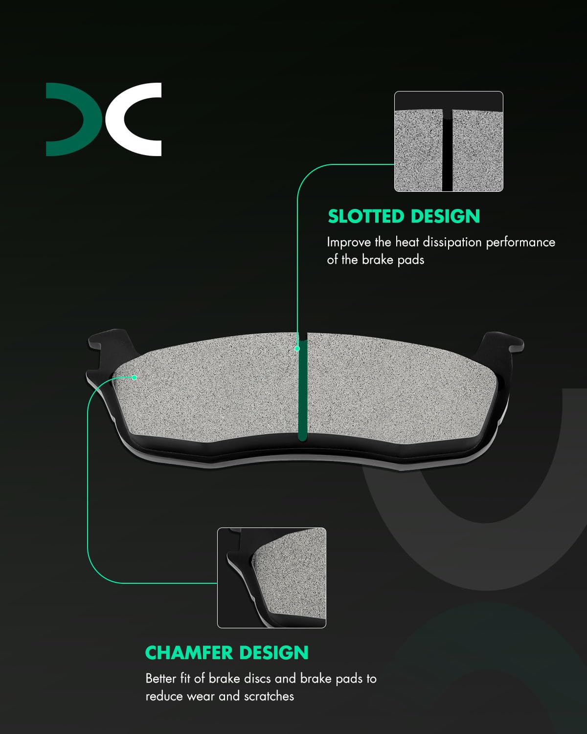 Scitoo D879 Rear Semi-Metal Brake Pads Sets Fit For Ford For Expedition/For F-150 / For F-150 Heritage/For F-250,For Lincoln Bla