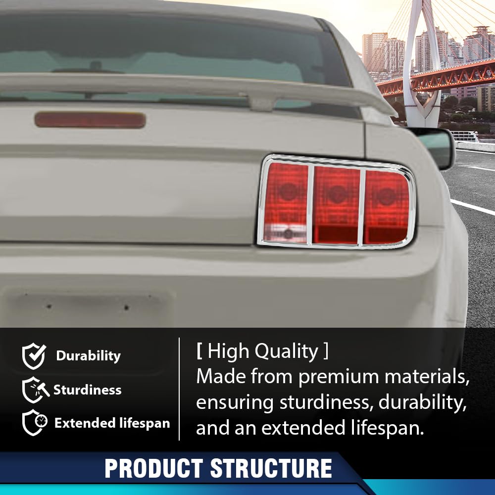 PIT66 Taillight Tail Light Bezel Covers Chrome Compatible with Ford Mustang 2005 2006 2007 2008 2009