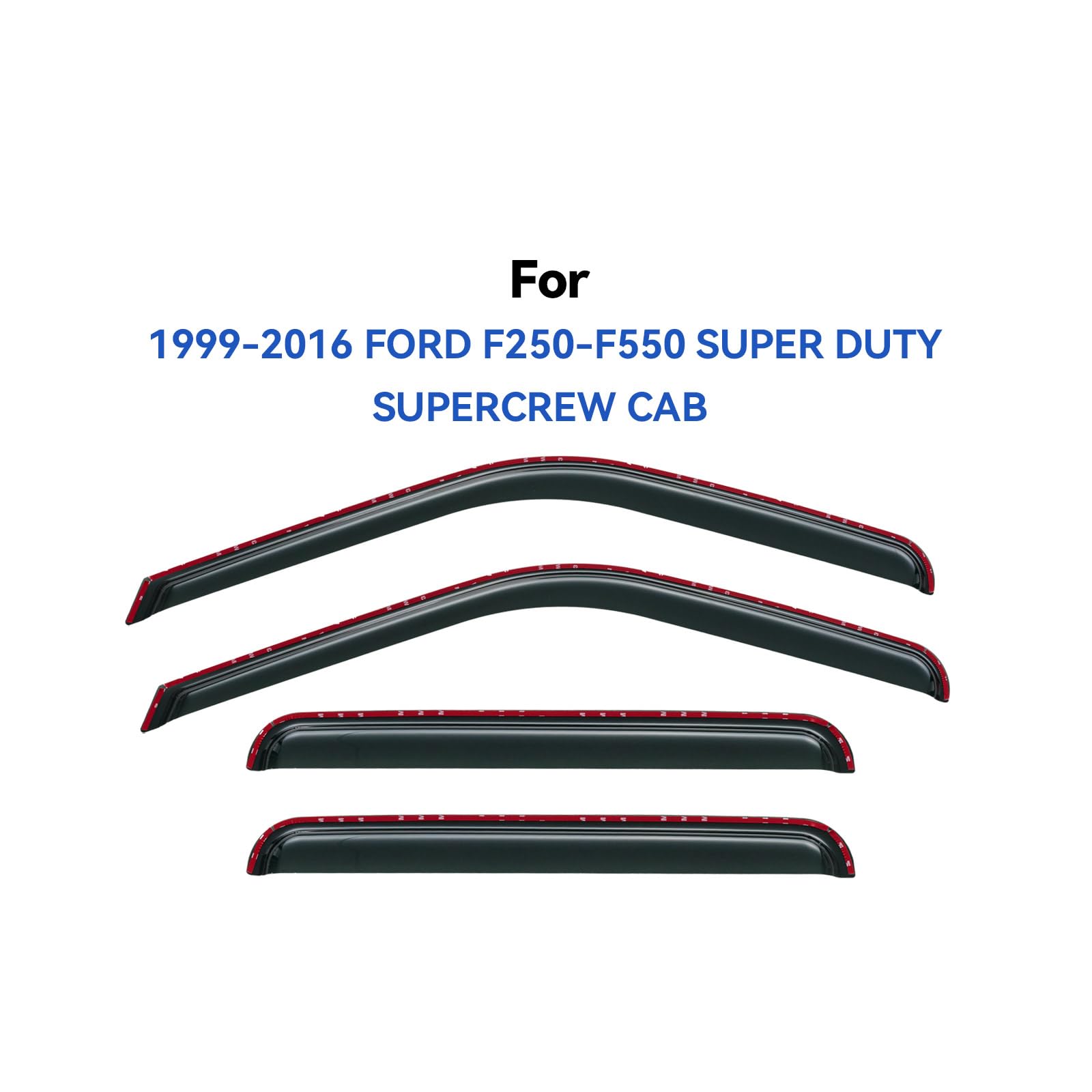 In-Channel Window Visors Rain Guards For 1999-2016 Ford F250 F350 F450 F550 Super Duty, Side Window Vent Wind Deflectors Visors