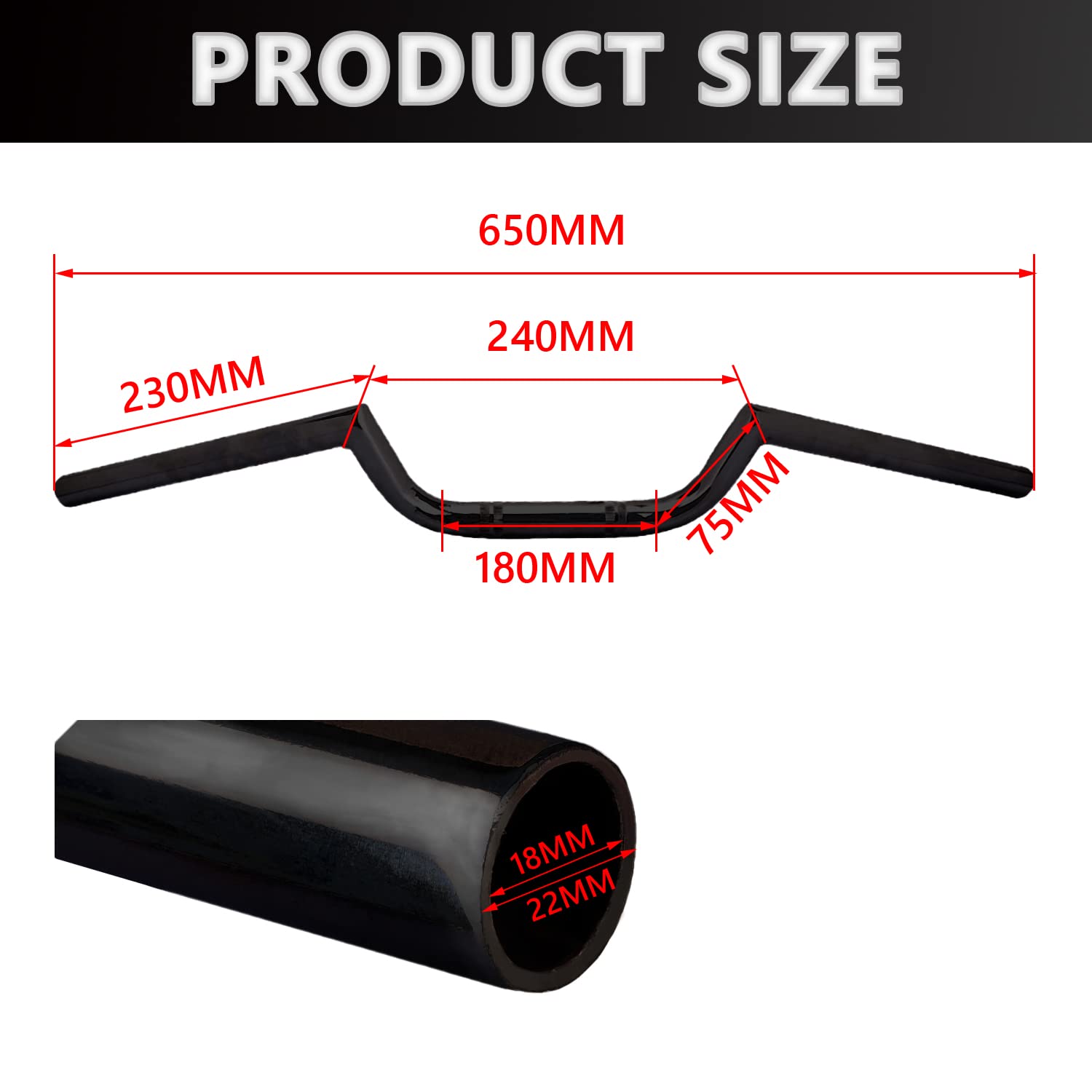 Anxin Motorcycle 7/8'' 22Mm Handlebar With Rubber Handlebar Grips Cafe Racer Ace Clubman Style Handlebars Universal For Bobber Custom Application Black