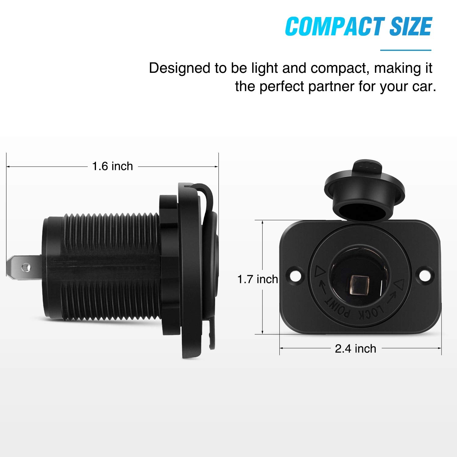 Nilight 2 Pack Car Cigarette Lighter Socket DC 12V Waterproof Power Outlet Adapter Replacement with Terminals Wires and Screws f