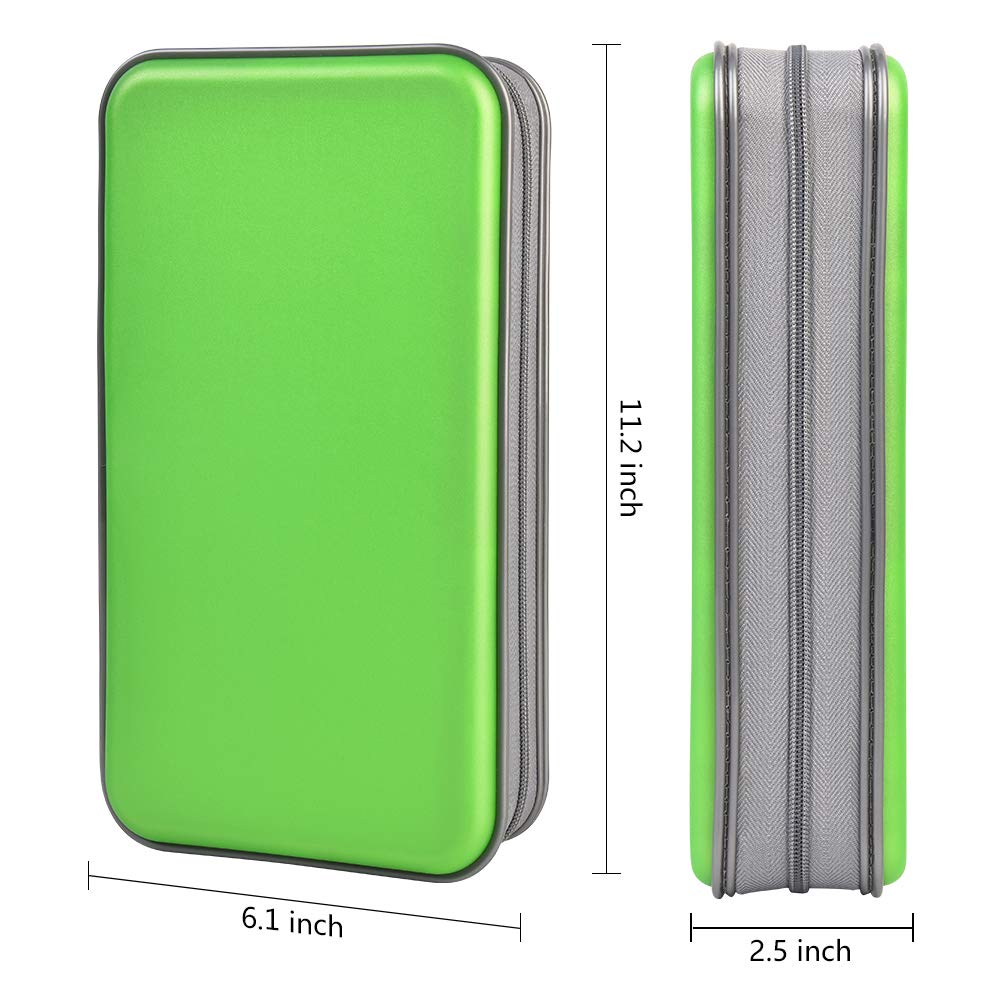 Alavisxf Xx Cd Case, 96 Capacity Hard Plastic Cd Holder Protective Dvd Disc Storage Case Holder Portable Zipper Cd Dvd Organizer Storage Wallet For Car Home Travel (96 Capacity, Green)