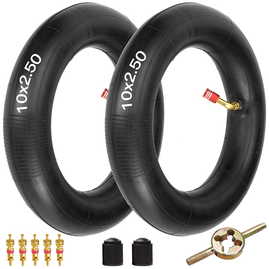 Fvrito 10X2.50/2.75 10 Inch Inner Tube For Smart Self Balance Mobility Electric Scooter 36V 48V 400W 500W 800W Hub Motor Mijia M365 With Tr87 Angled Stem 2 Pack