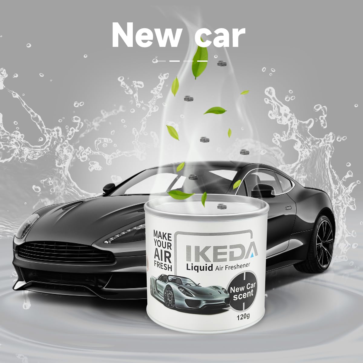 Ikeda Scents Car Air Freshener: New Car Scent Liquid Cans | Odor Elimination | Smoke Smell Remover | Strong Long-Lasting Fragran