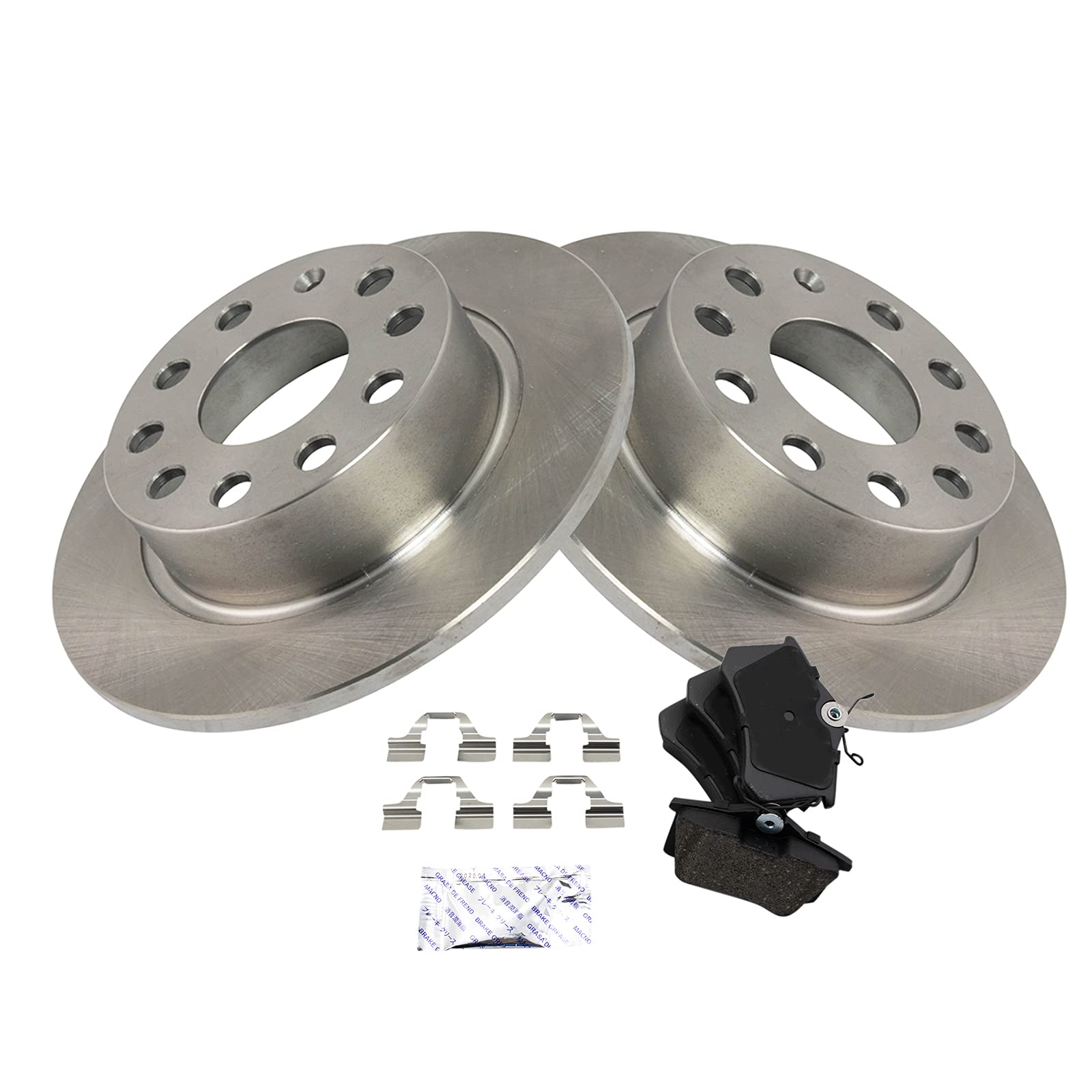 TRQ Rear Brake Pad & Rotor Kit Brake Pads Brake Rotor Ceramic Compatible with 2010-2013 Audi A3 2013-2019 Volkswagen Beetle 2011