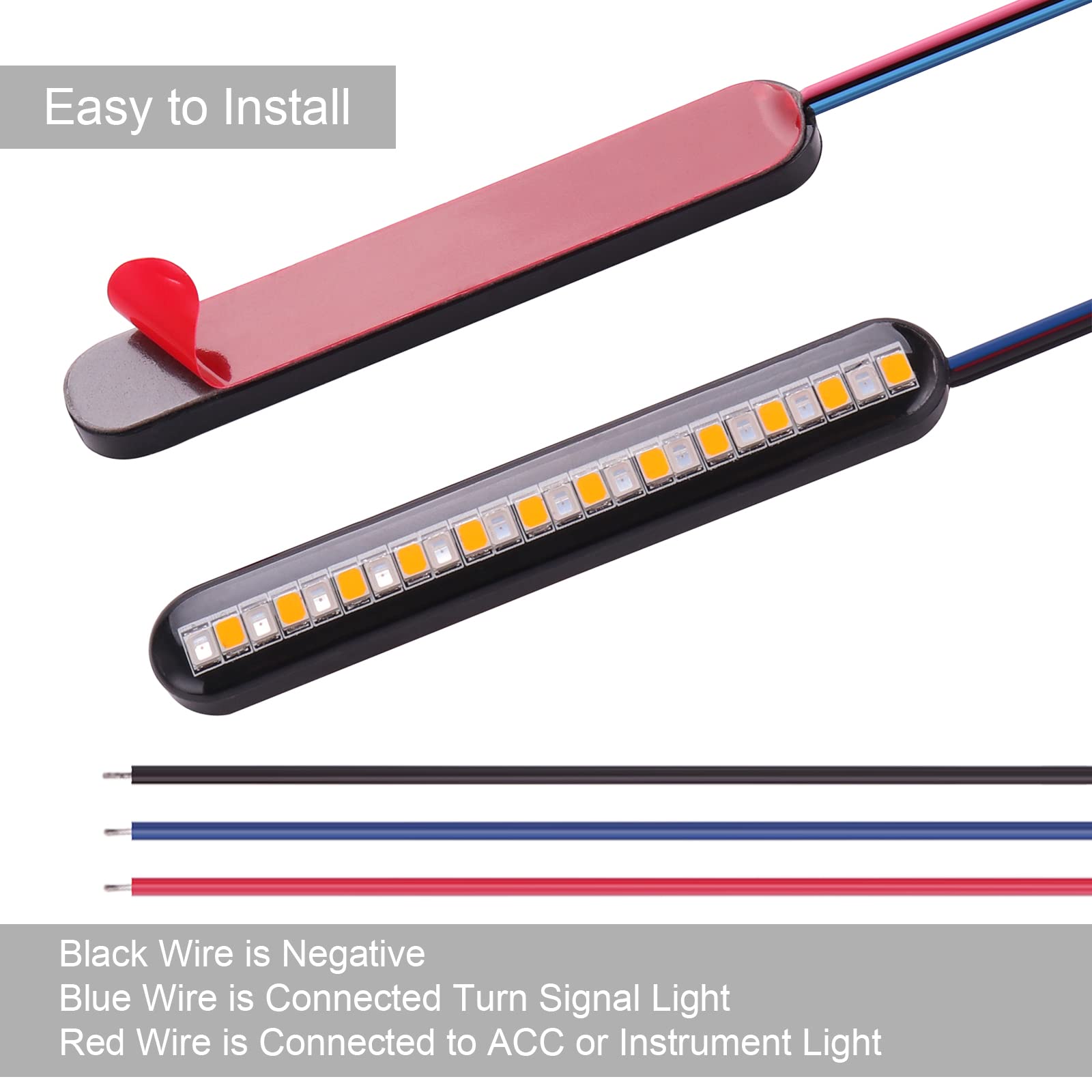 Kinstecks 2PCS Motorcycle Indicators Flowing Turn Signal Lights Driving Light License Plate Light for Motorcycle Motorbike LED A