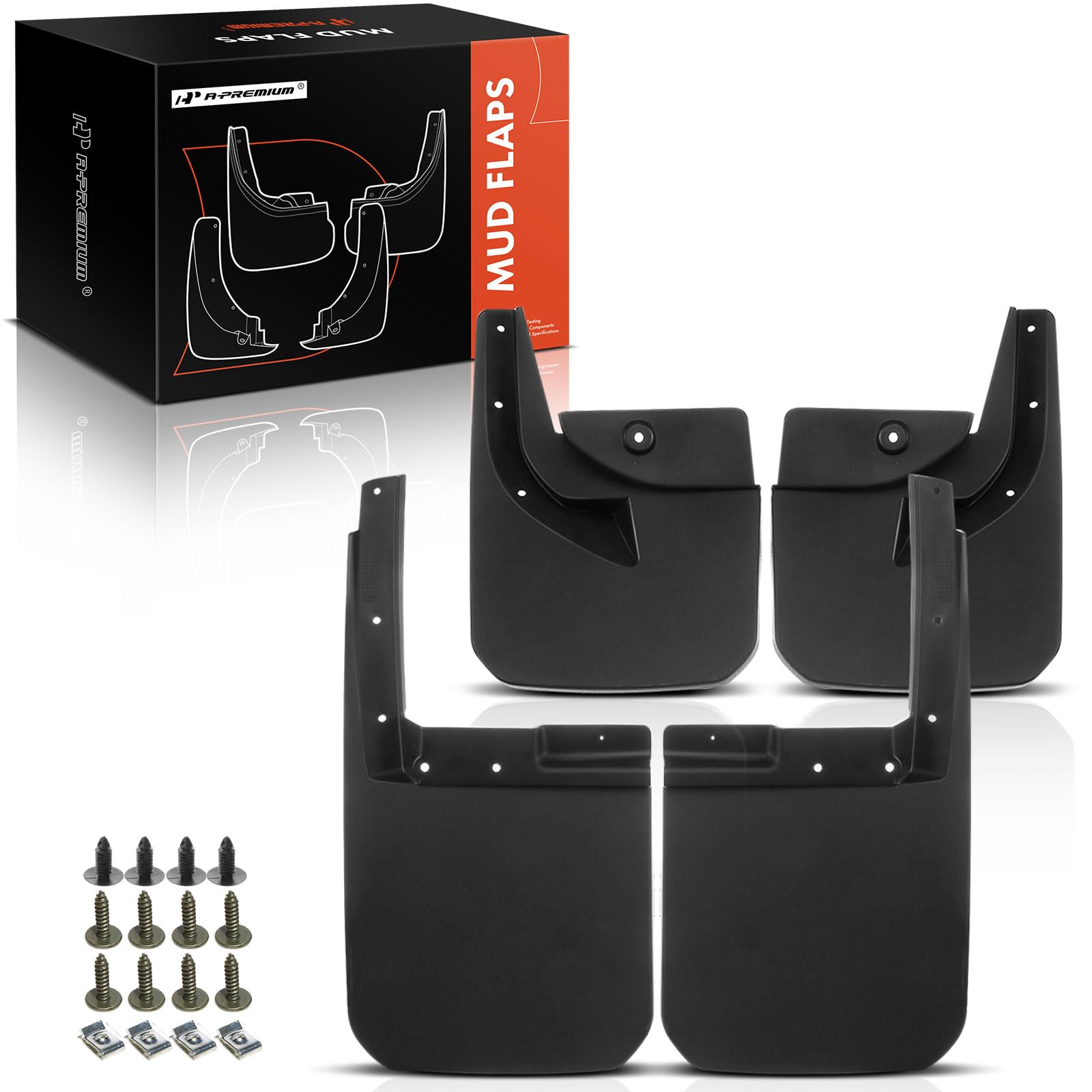 A-Premium Set Of 4Pcs Mud Flaps Splash Guards Mudguards Mudflaps With Hardware Kits Accessory Compatible With Jeep Wrangler, 201