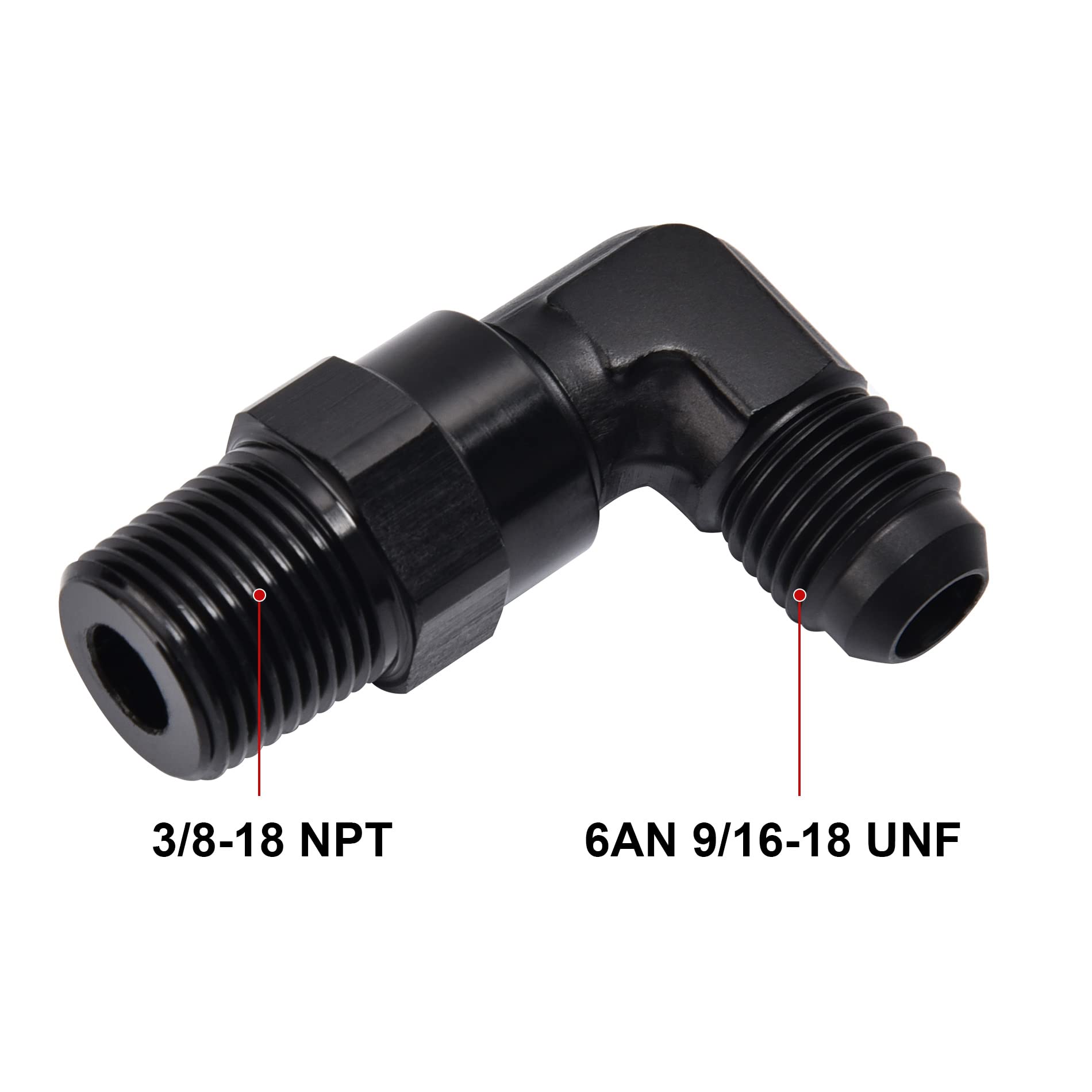 Evil Energy 6An Male Flare To 3/8 '' Npt 90 Degree Swivel Fitting Adapter Aluminum Black