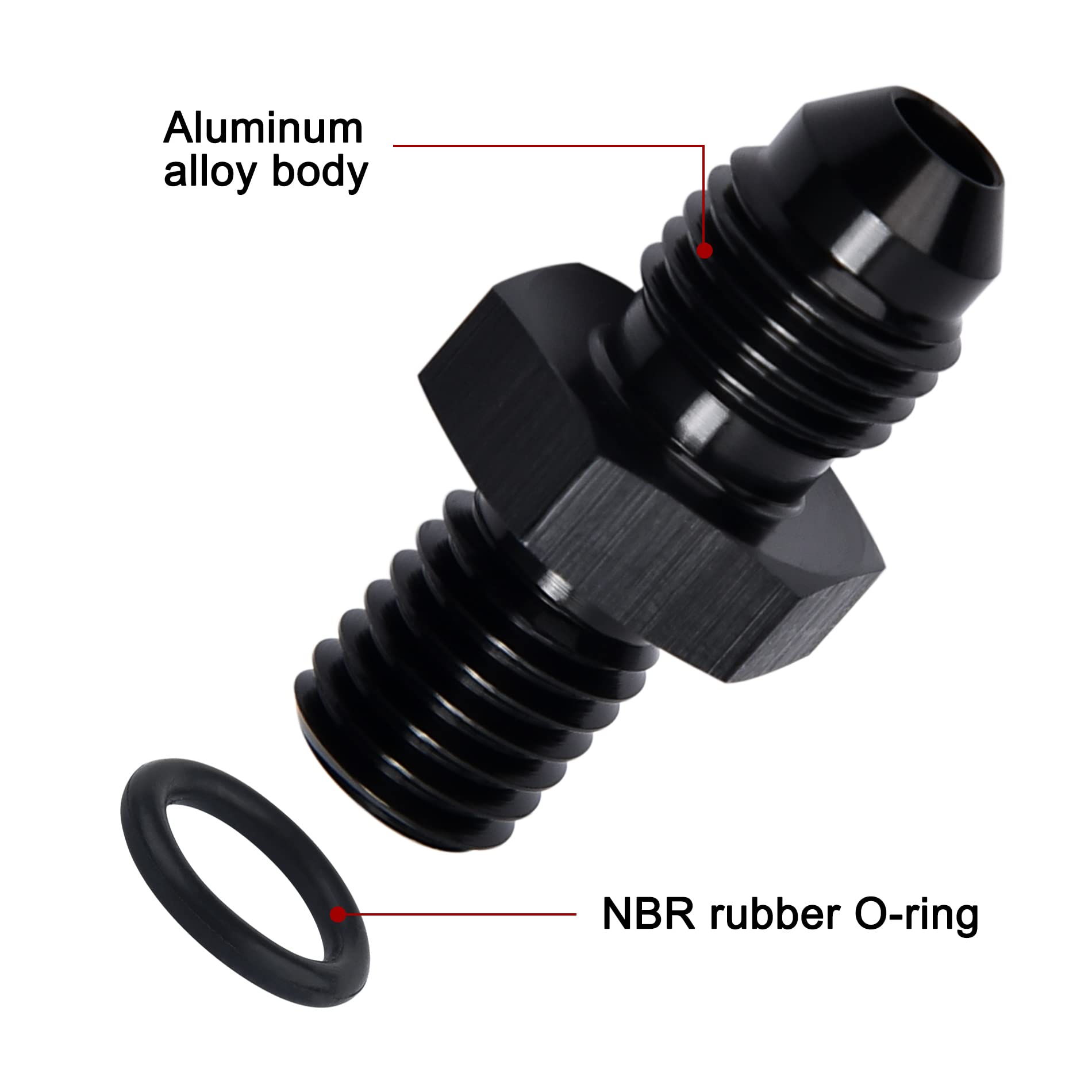 Evil Energy 4An Male Flare To M10 X 1.5Mm Male Metric Fitting Adapter Aluminium Alloy 2Pcs