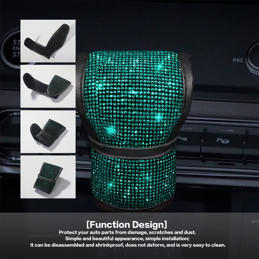 Vargtr Bling Auto Gear Shift Knob Cover With Crystal Glitter Rhinestones, Car Knob Gear Stick Protector, Universal Vehicle Decor