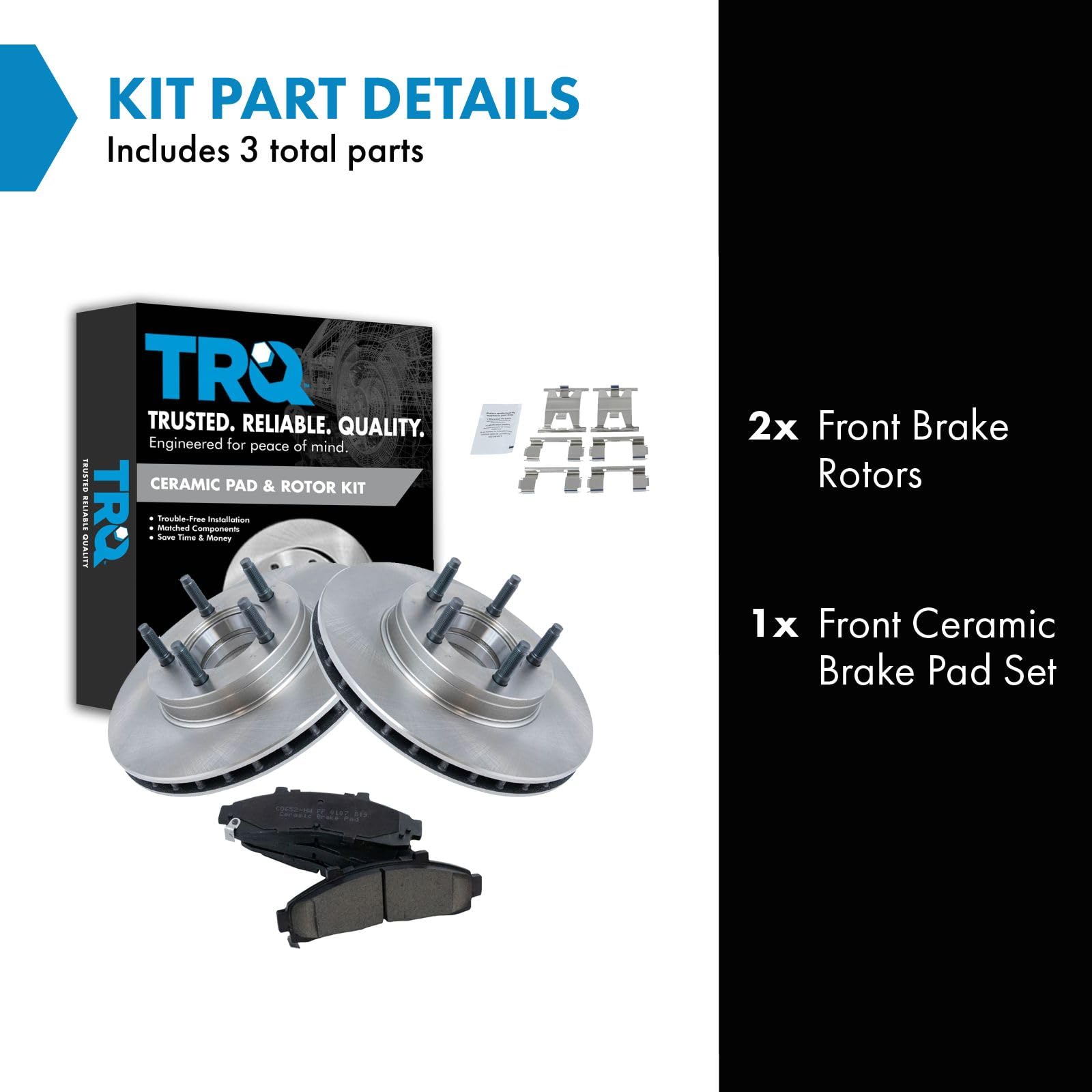 Trq Front Brake Pad & Rotor Kit Brake Pads Brake Rotor Ceramic Compatible With 1995-1997 Ford Ranger 1995-1996 Mazda B3000 B4000