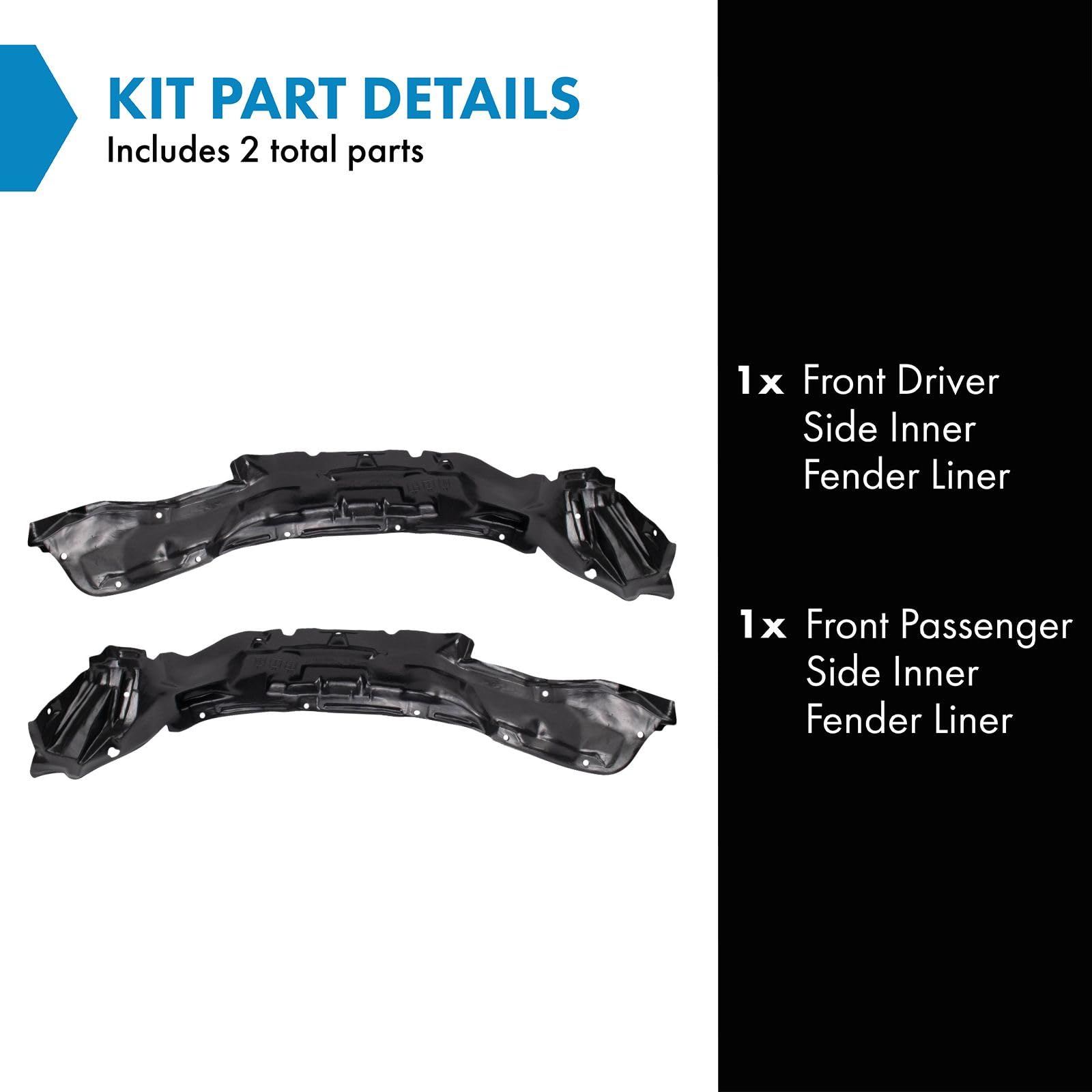 Trq Front Inner Fender Liner Set Compatible With 1989-1995 Toyota Pickup To1250102 To1251102