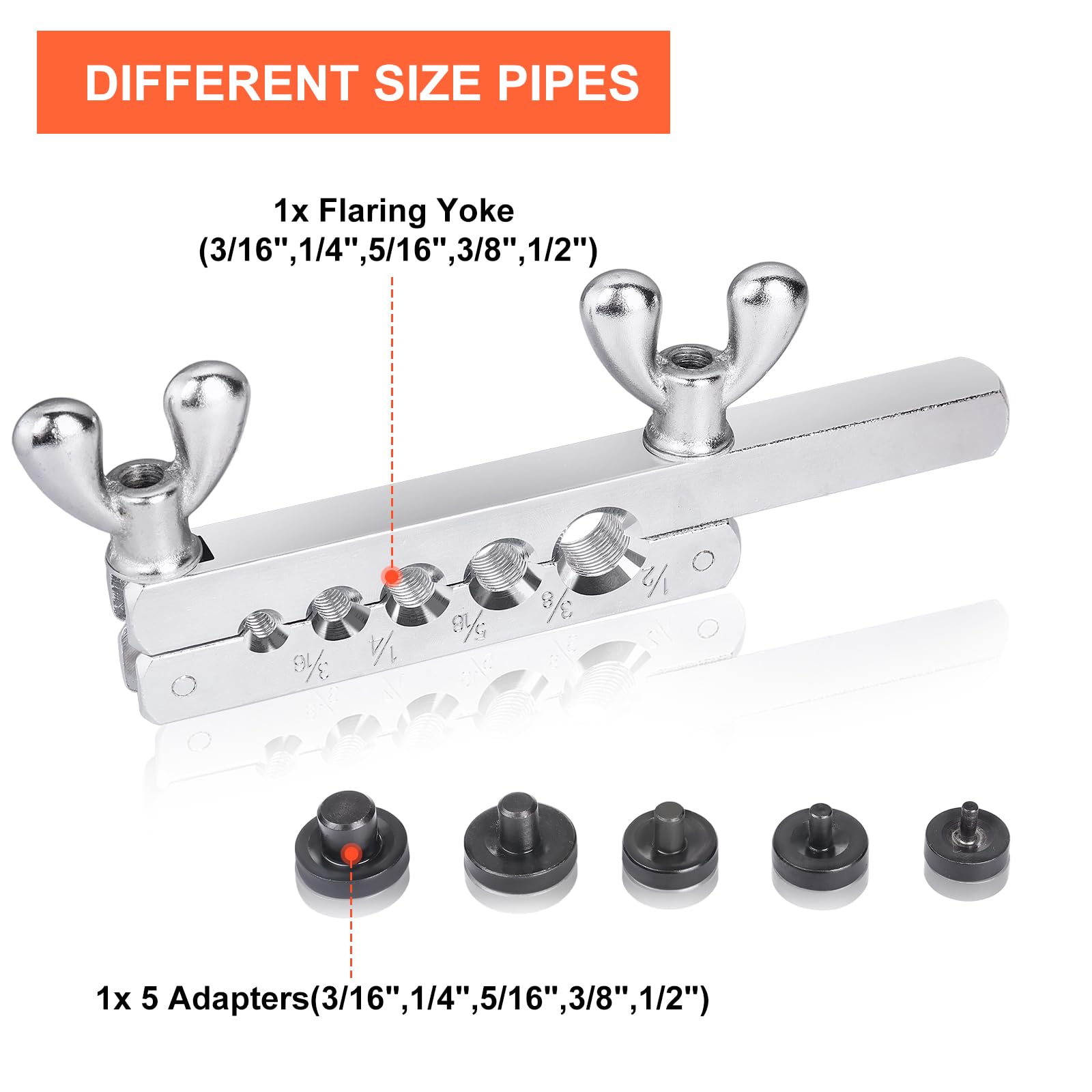 Jingtao88 Brake Line Kit, 3/16' Brake Line Flaring Tool Kit, Copper Coated Brake Line (With 16 Fittings And 4 Threads Unions) And Double & Single Flare Tool (With Tube Cutter And 5 Adapters)