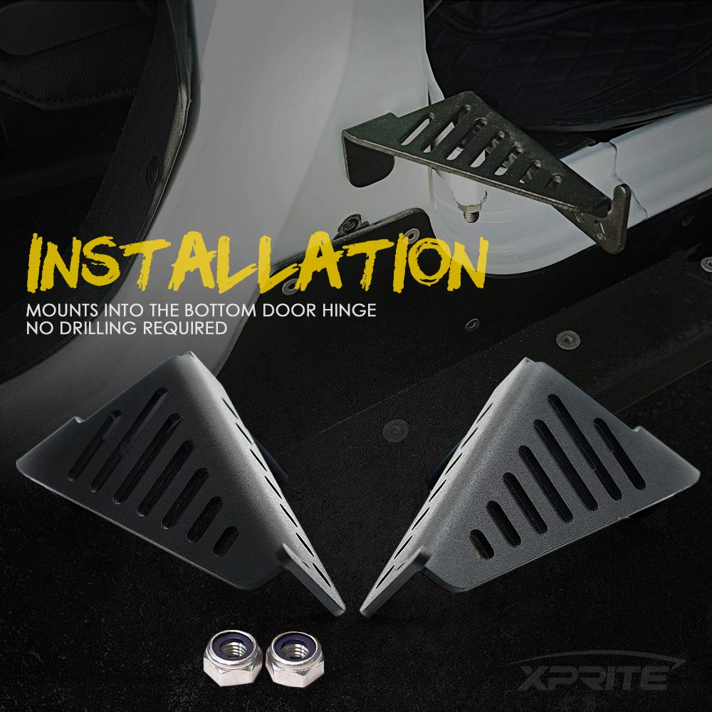 Xprite Metal Steel Front Foot Peg Rest Pedals Doors Off Compatible With 2007-2018 Jeep Wrangler Jk Jku 2Dr/ 4Dr - 1 Pair