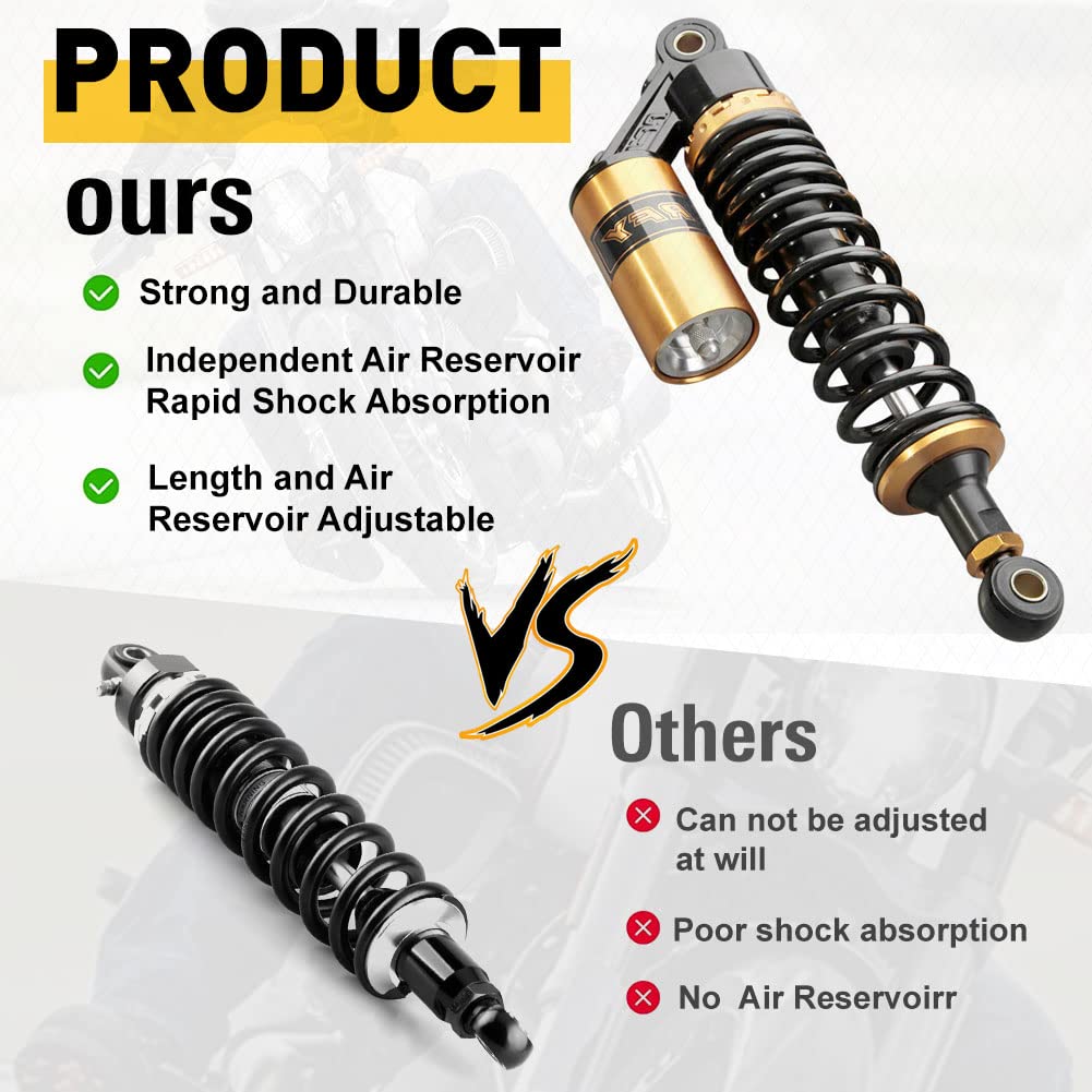 Newsmarts 2pcs 12.5'' 320mm Motorcycle Air Shock Absorbers Rear Nitrogen Suspension Universal Fit for UTV ATV Go Kart Quad Dirt