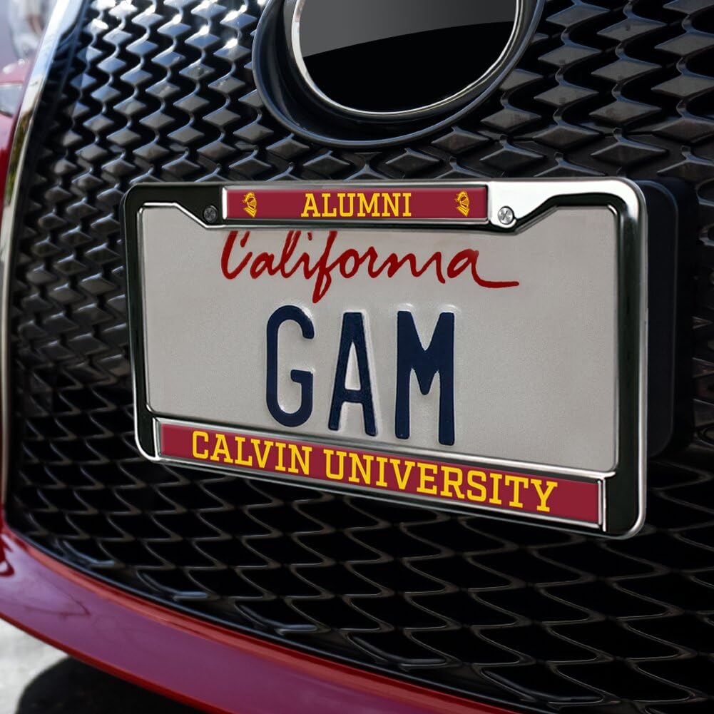 Calvin University Alumni Full Size Standard License Plate Metal Frame