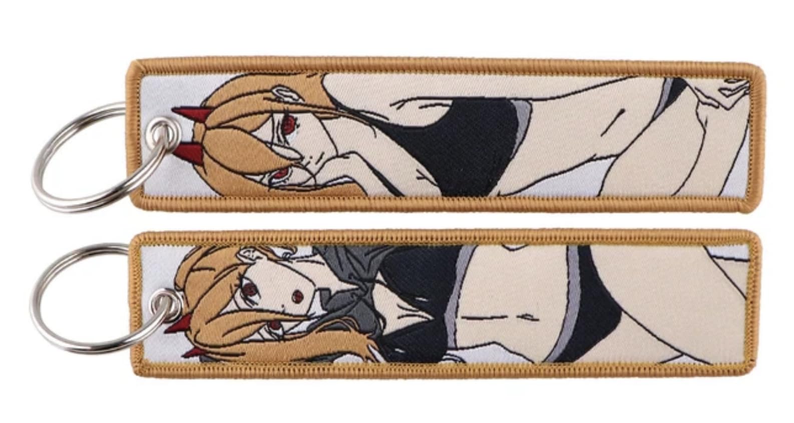 Pinstant Chainsaw Man Power Bikini Sexy Cute Anime Manga Keychain Key Tag Chain Fob Ring