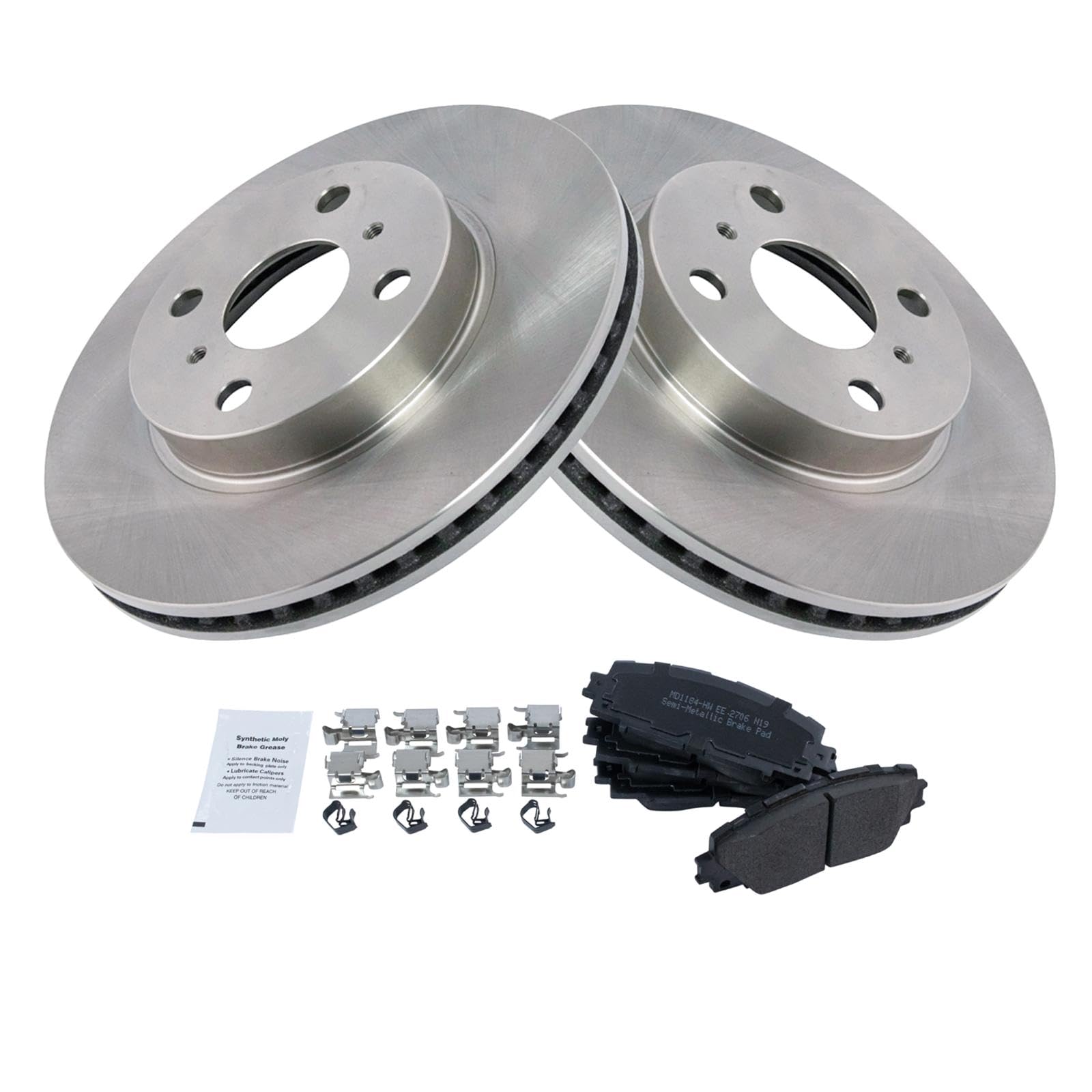 Trq Front Brake Pad & Rotor Kit Brake Pads Brake Rotor Semi-Metallic Compatible With 2013 Scion Iq 2012-2019 Toyota Prius C 2007