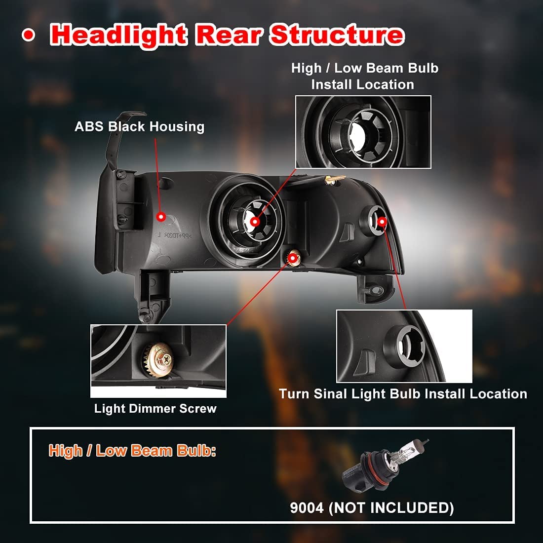 Nixon Offroad Projector Headlights For 1994-2001 Dodge Ram 1500/94-02 Dodge Ram 2500 3500/1995-2002 Dodge Ram 4000 (All W/O Sport Package) High Low Beam Head Lights Assembly Clear Lens