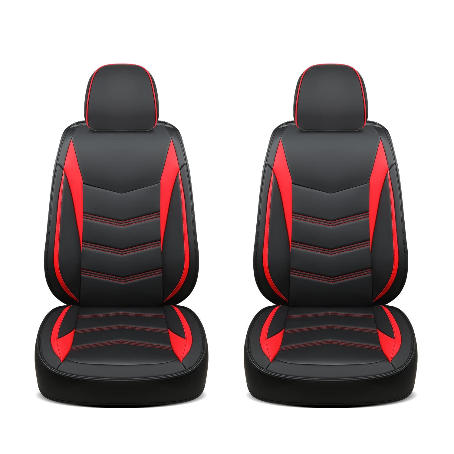 Luckyman Club Front-Only Seat Covers For Tacoma 2005-2023 With Waterproof Faux Leather (Front Only, Red)