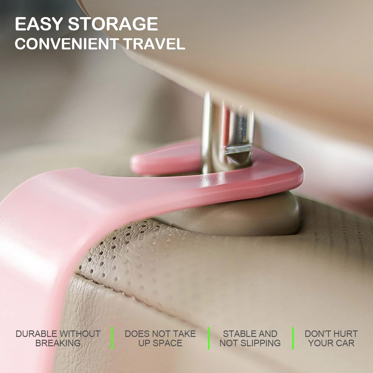 Osilly Car Seat Headrest Hook, 4 Pack Auto Seat Hanger Storage Organizer for Purse Handbag Coats Bags, Universal Car Interior Ac