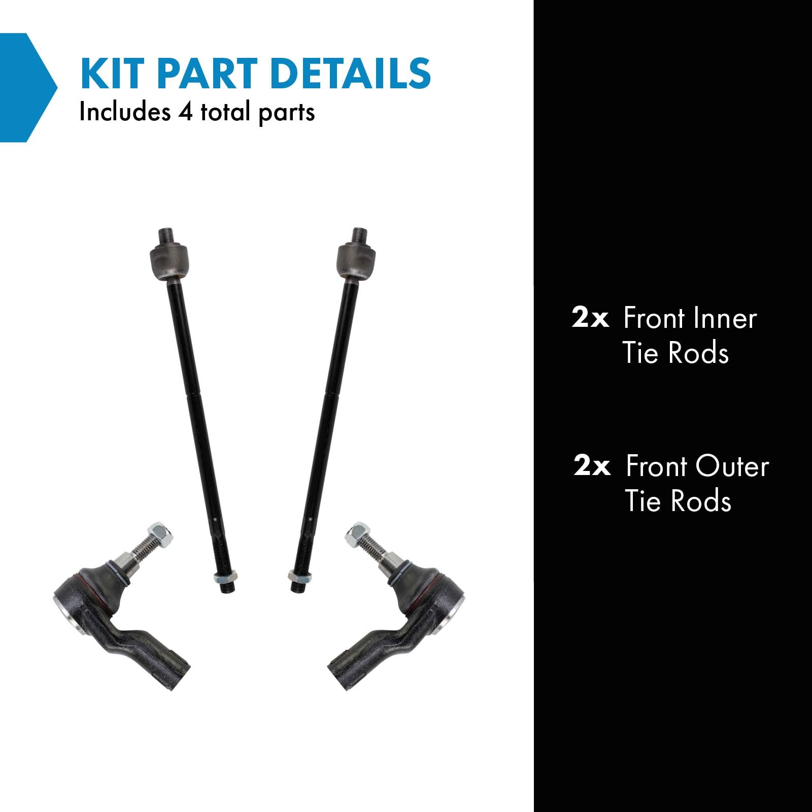Trq Front Tie Rod Set Compatible With 2005-2009 Land Rover Lr3