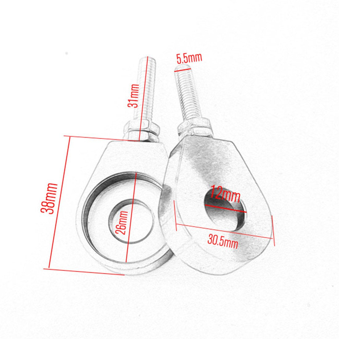 Sthus 2Pcs 12Mm Chain Tensioner Adjusters Fit Honda Xr Crf 50 70 Bike Scooter Red