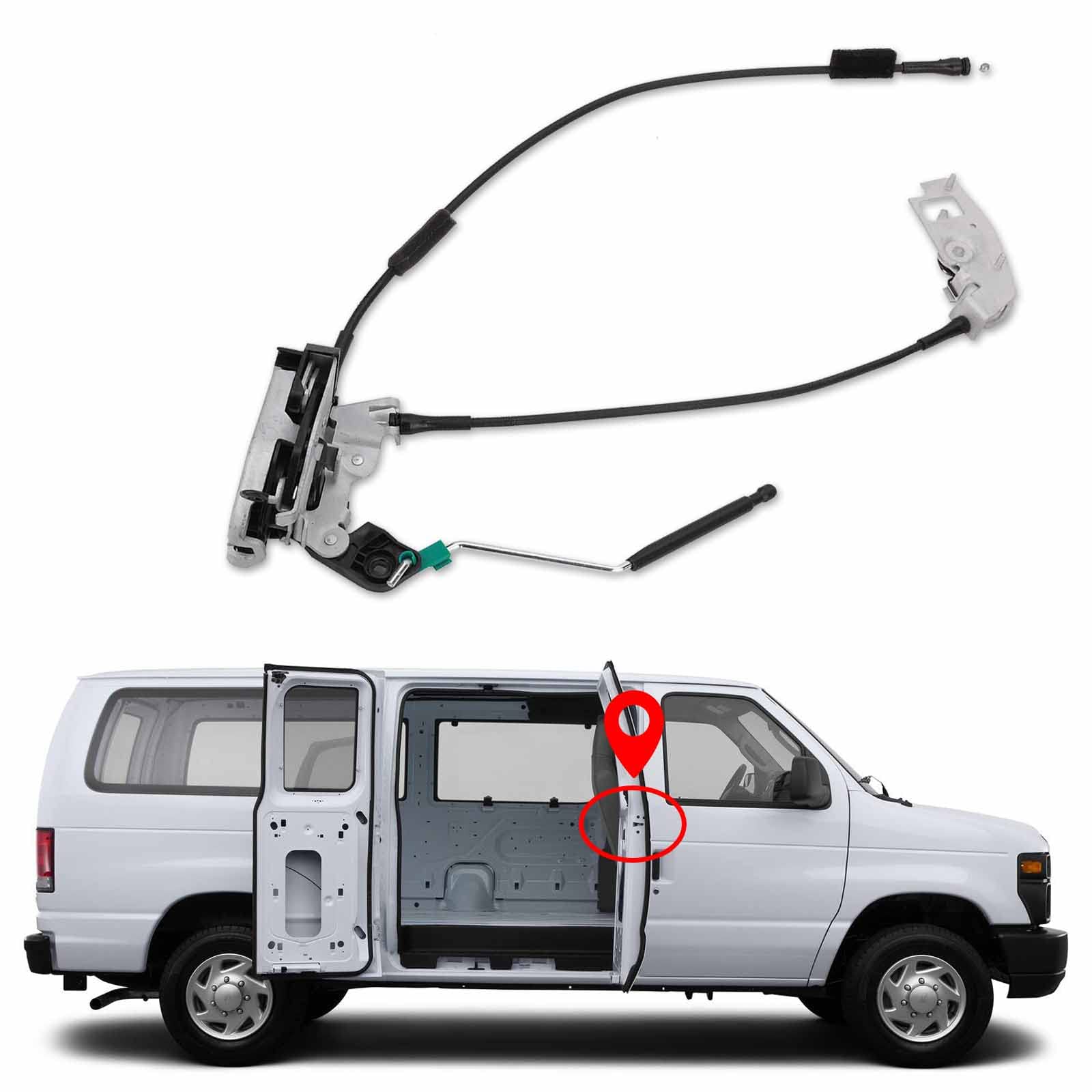 Door Latch Assembly Door Lock Cable & Rod For 1992-2020 Ford E150 E250 E350 Econoline Van With 4.6 5.4 6.2 6.8L Engine Rh Right Side Hinged Door Lock Kit - Replace # 8C2Z-15264A00-B, 8C2Z15264A00B