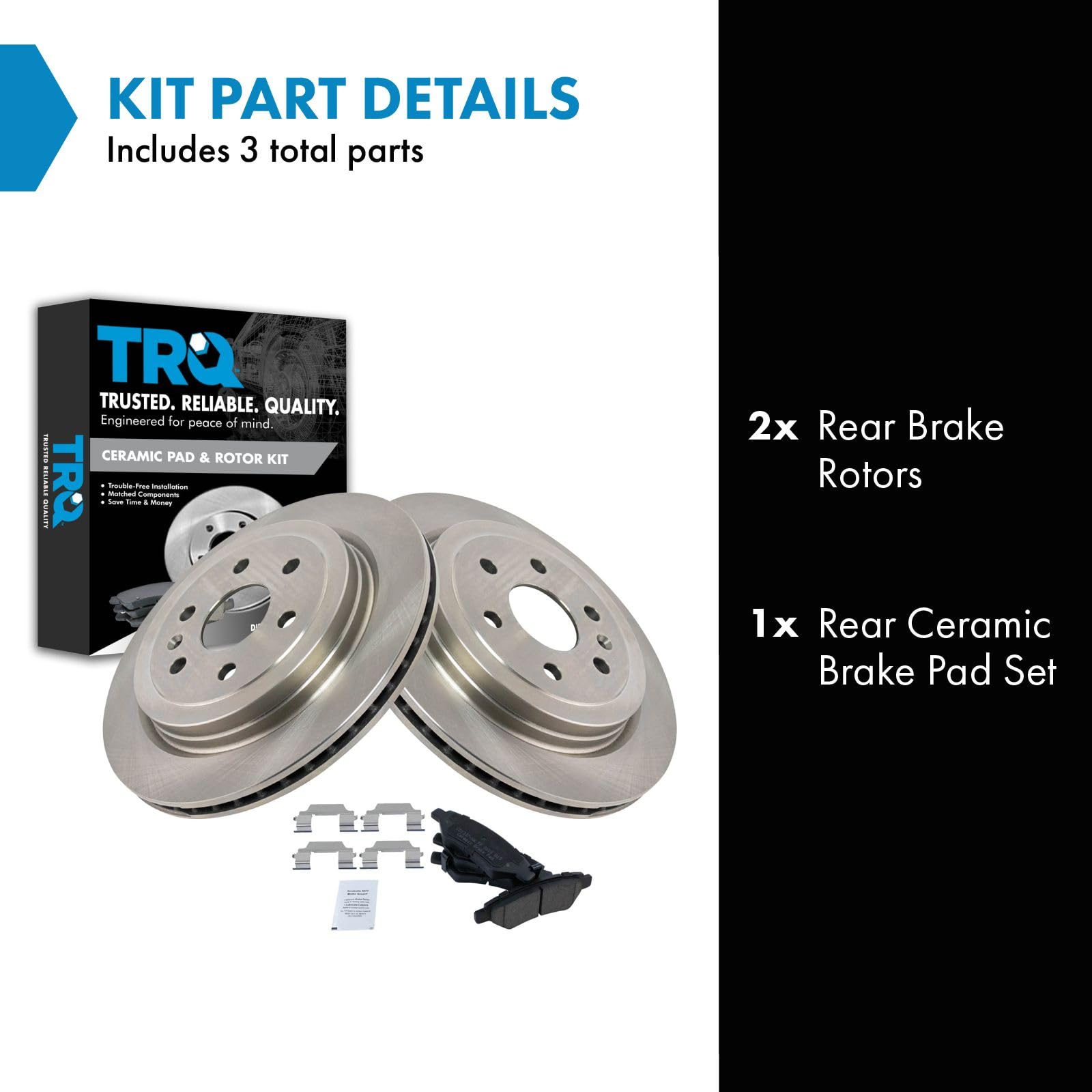 Trq Rear Brake Pad & Rotor Kit Brake Pads Brake Rotor Ceramic Compatible With 2010-2016 Cadillac Srx