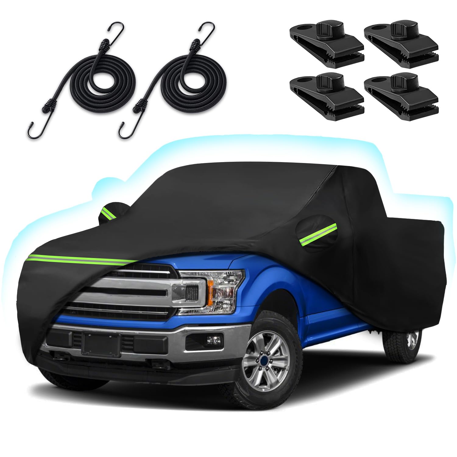 Car Cover for Ford F150 Super Crew Cab 5.5ft Bed, 6 Layers Waterproof All Weather Car Cover with Door Zipper & Cotton Lining for
