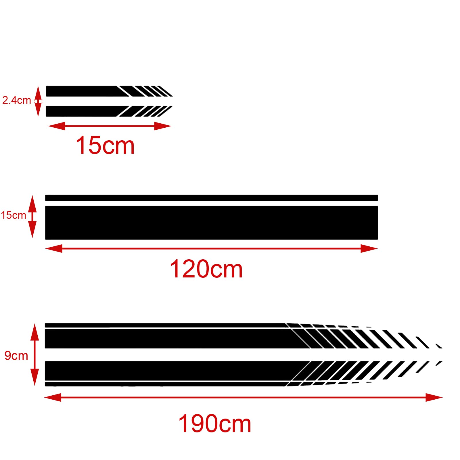 Sunjika Universal Long Strip Graphics Vinyl Car Decals For Cars Trucks Suv Sedan Racing Accessories Cars Stickers Bumper Hood Rear Car Body Side Door Accessories Diy Modify Decoration Black 5Pc